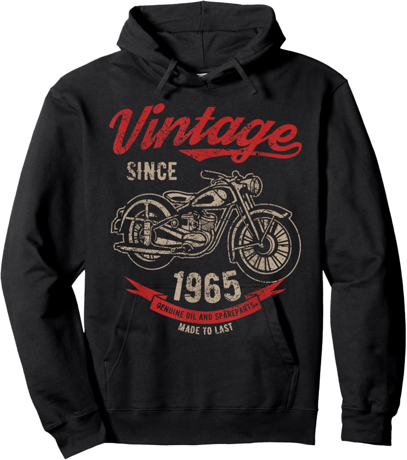 Vintage Since 1965 Birthday Gift Motorcycle Bike Hoodie - Hoodie | Black