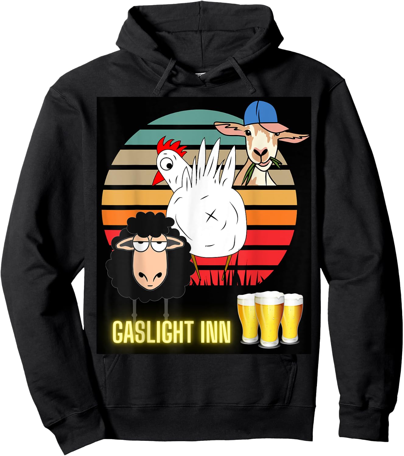 Funny Chicken Butt, Scapegoat & Blacksheep Go To A Beer Pub Hoodie - Hoodie | Black