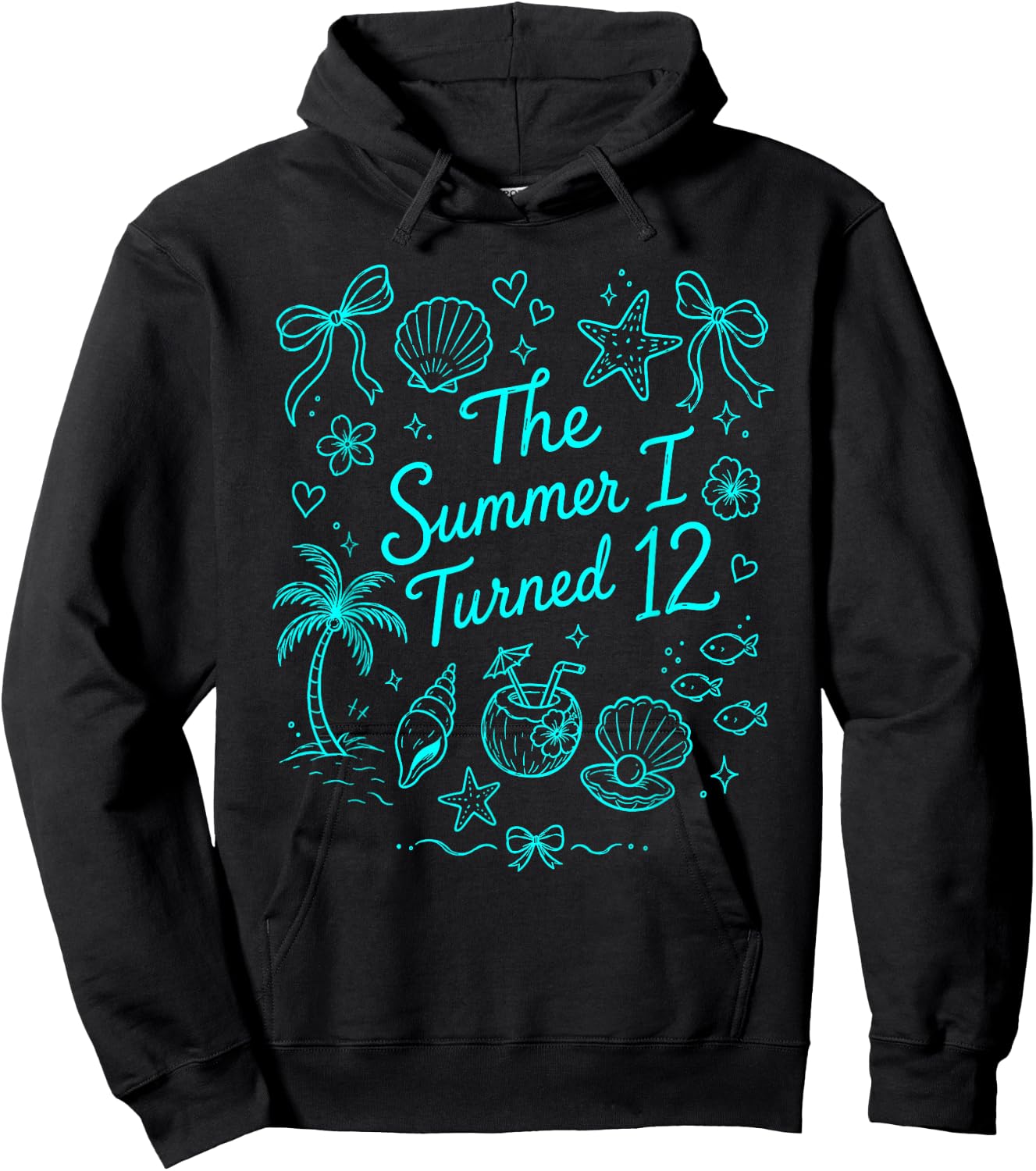 The Summer I Turned 12 Tropical Beach Birthday Hoodie - Hoodie | Black