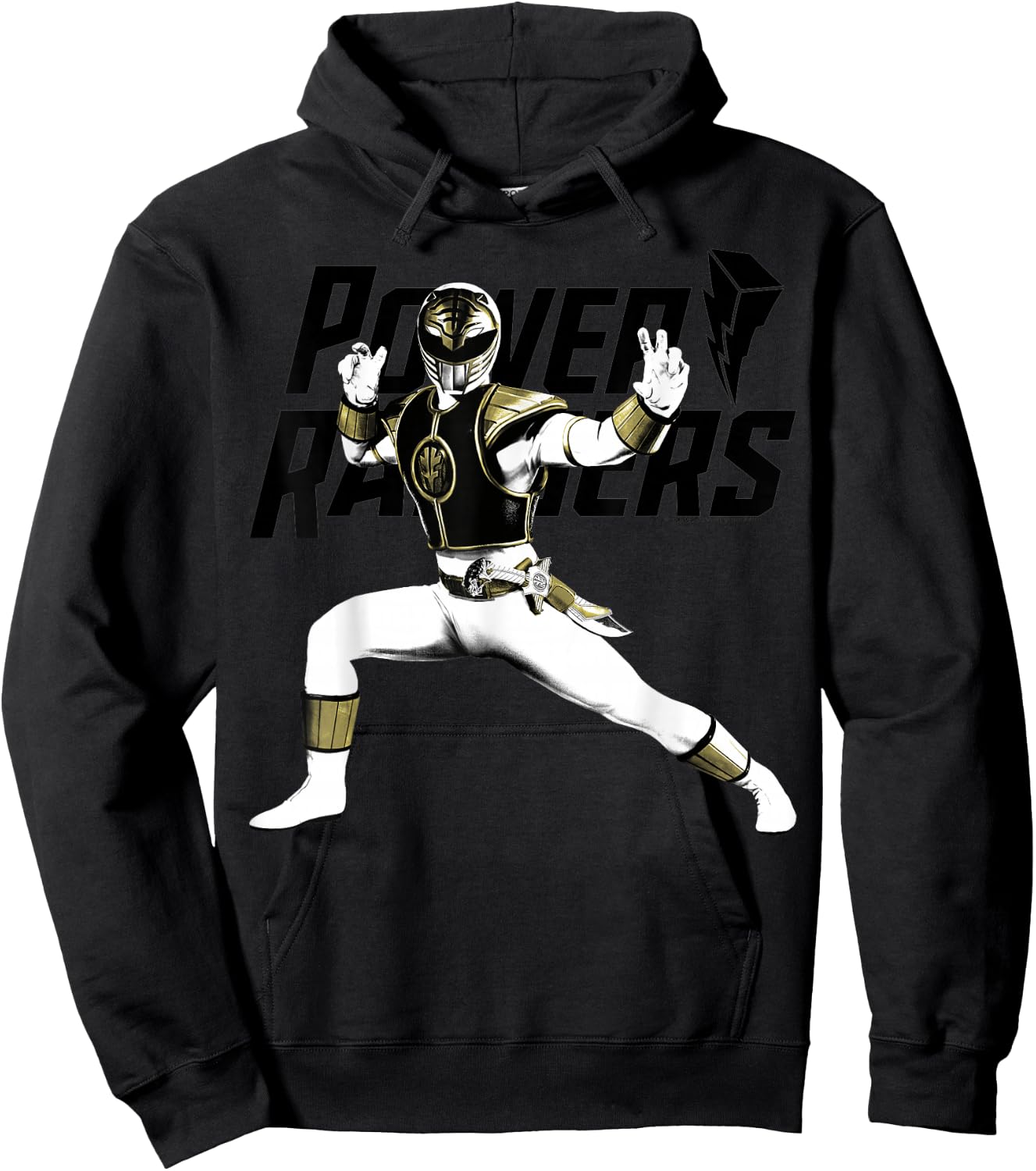 Power Rangers White Ranger Karate Action Pose Logo Hoodie - Hoodie | Black