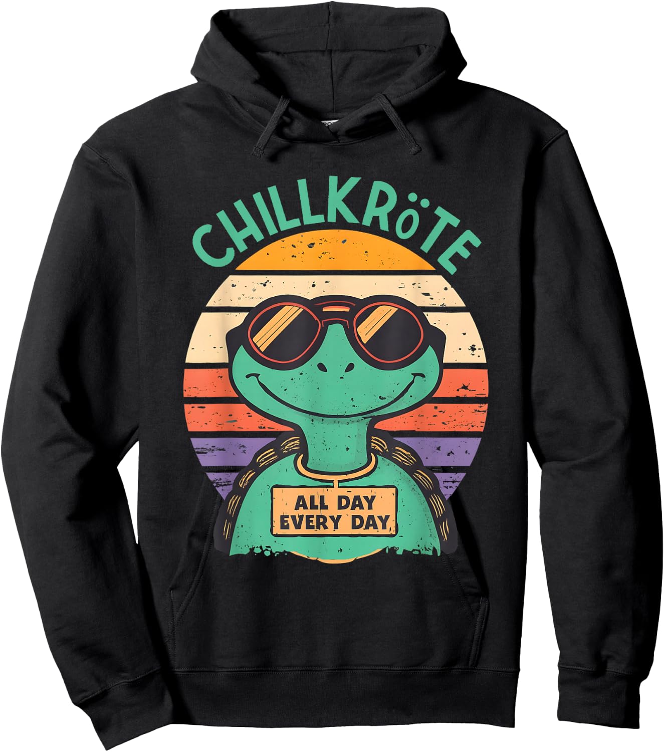 Chillkröte Fresh and Cool with Sunglasses , black Hoodie - Hoodie | Black