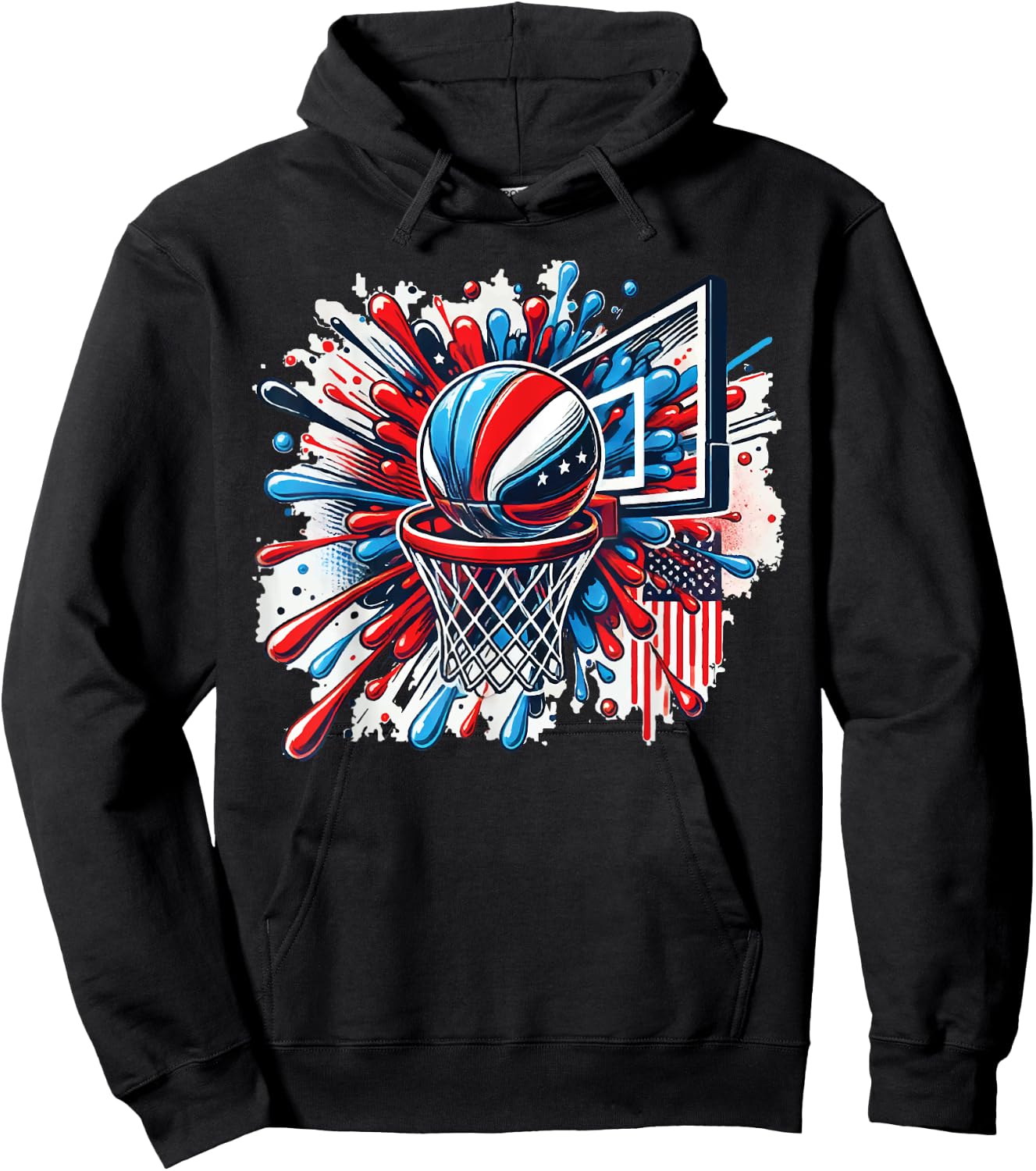 Colorful Basketball Tie Dye Color Splash Basketball Hoop Net Hoodie - Hoodie | Black