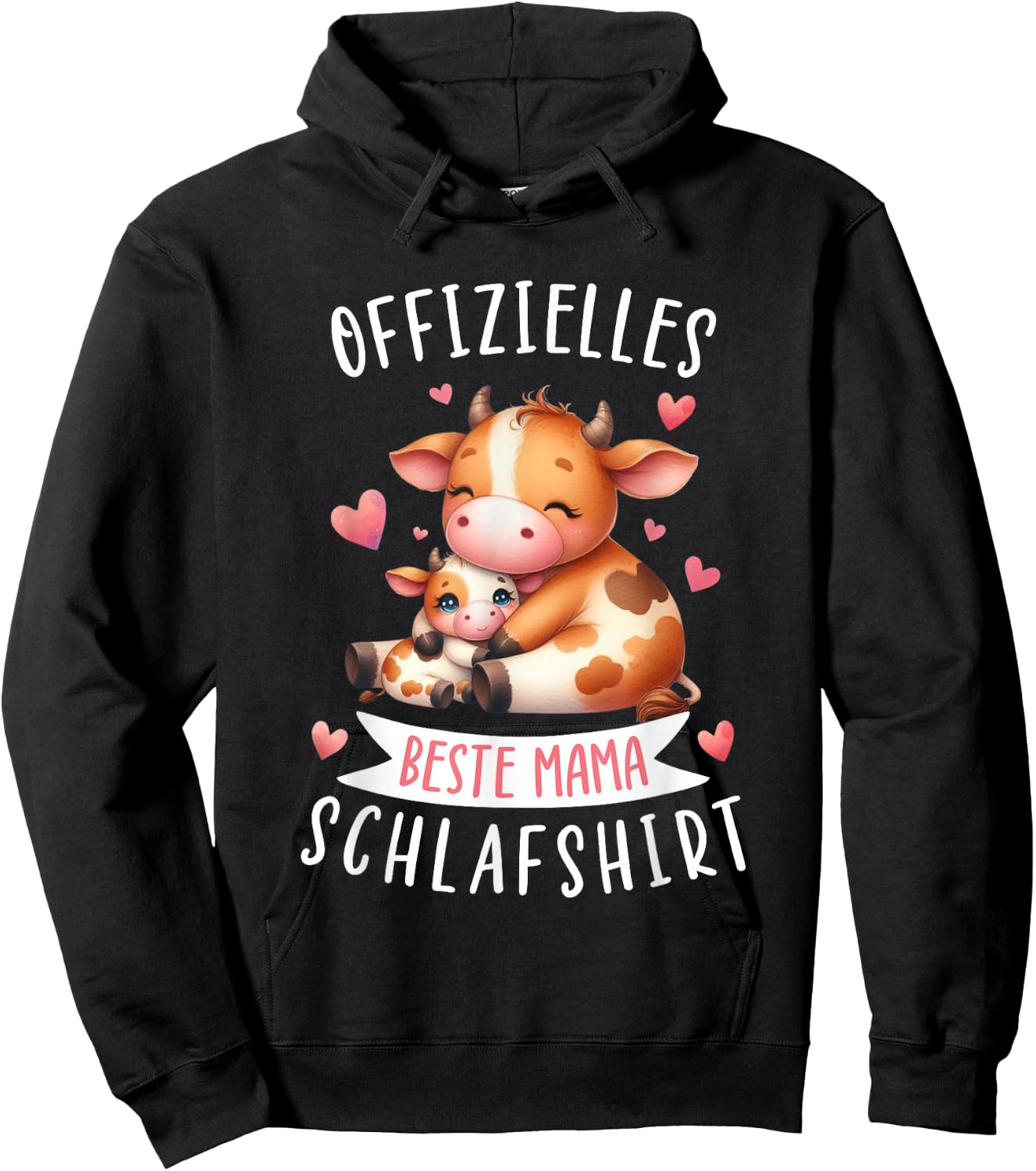 Offizielles Beste Mama Schlafshirt Muttertag Rind Kuh Mama Hoodie - Hoodie | Black