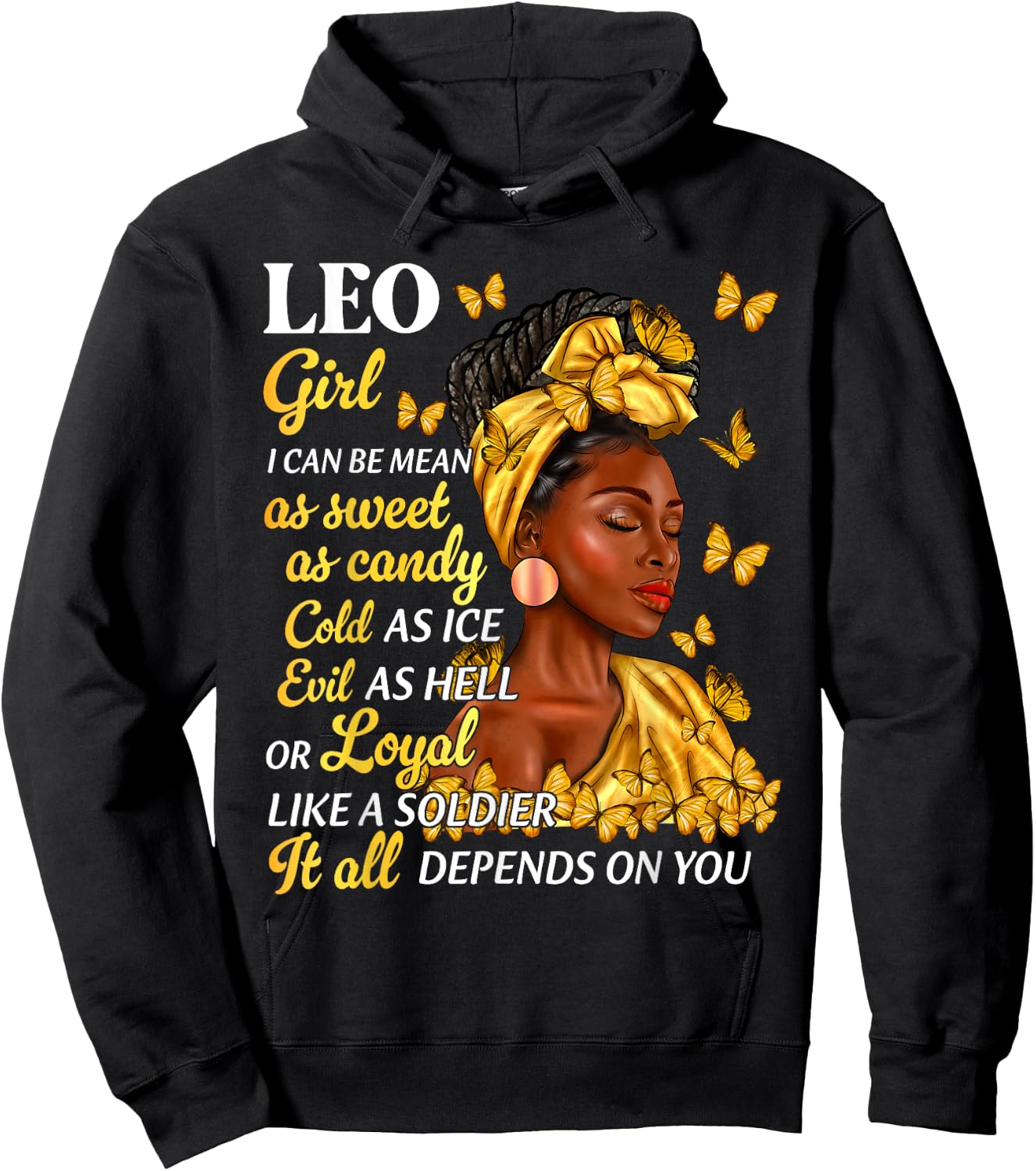 Leo Girl Black Woman Afro Queen Astrology Zodiac Hoodie - Hoodie | Black