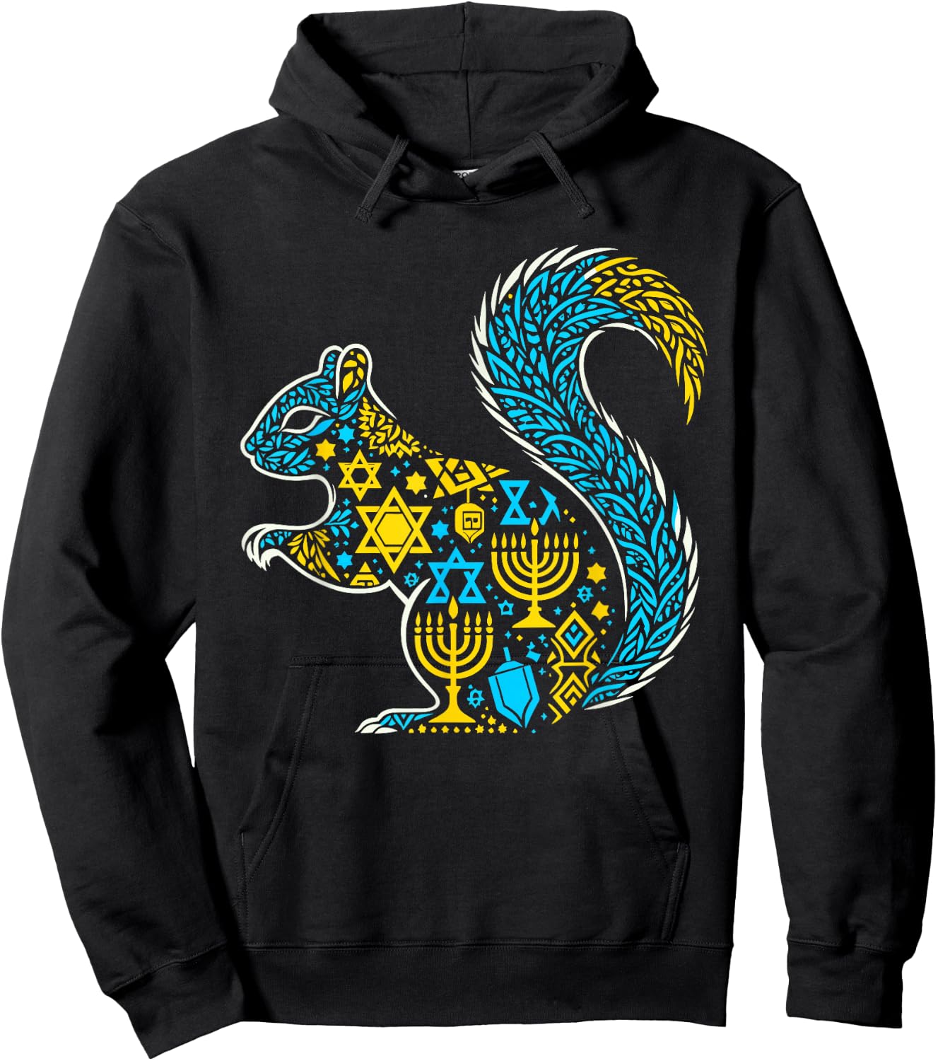 Squirrel Menorah Dreidel Jewish Hanukkah Kids Hoodie - Hoodie | Black