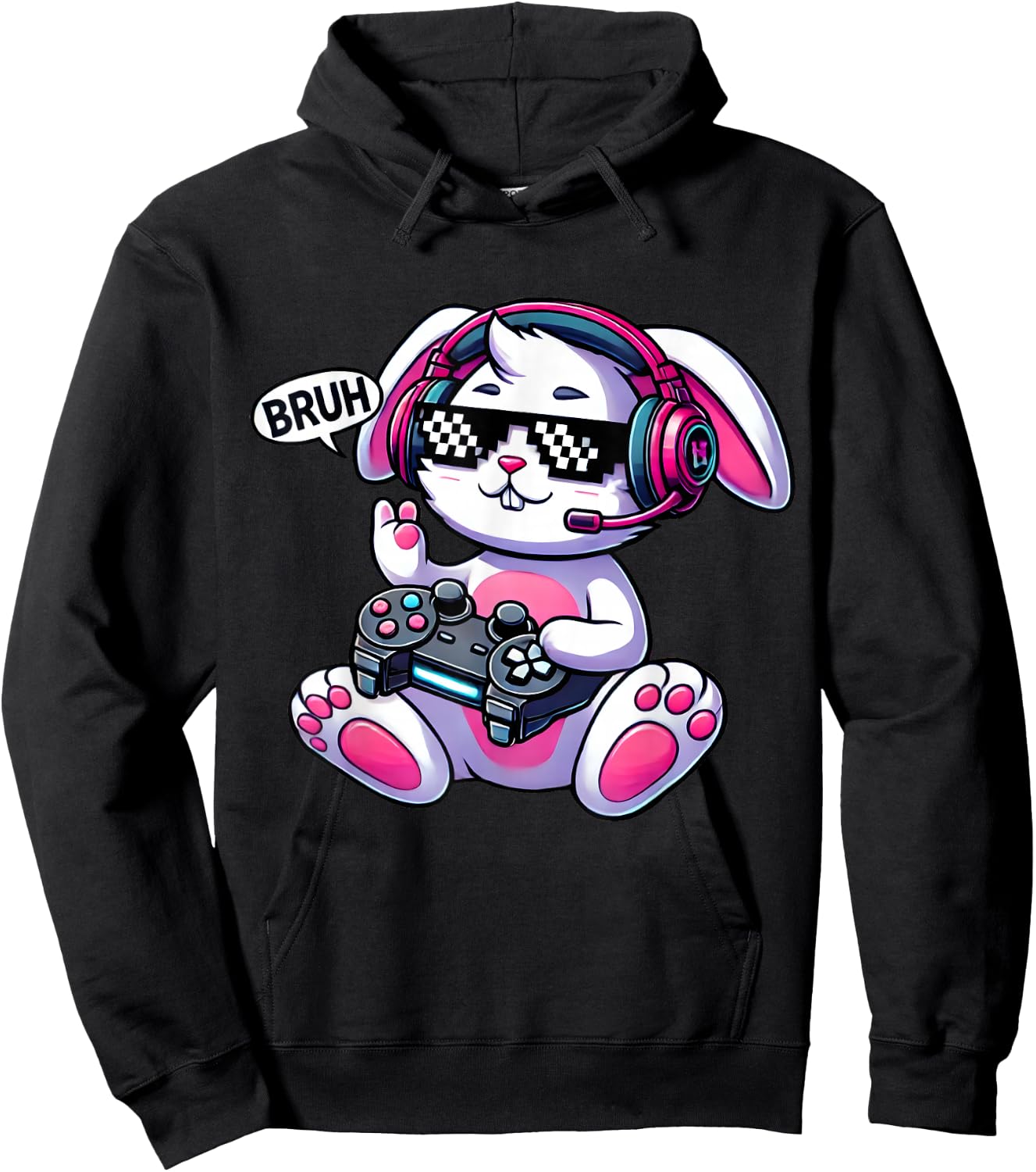 Easter Gamer Bunny – Happy Easter BRUH Hoodie - Hoodie | Black