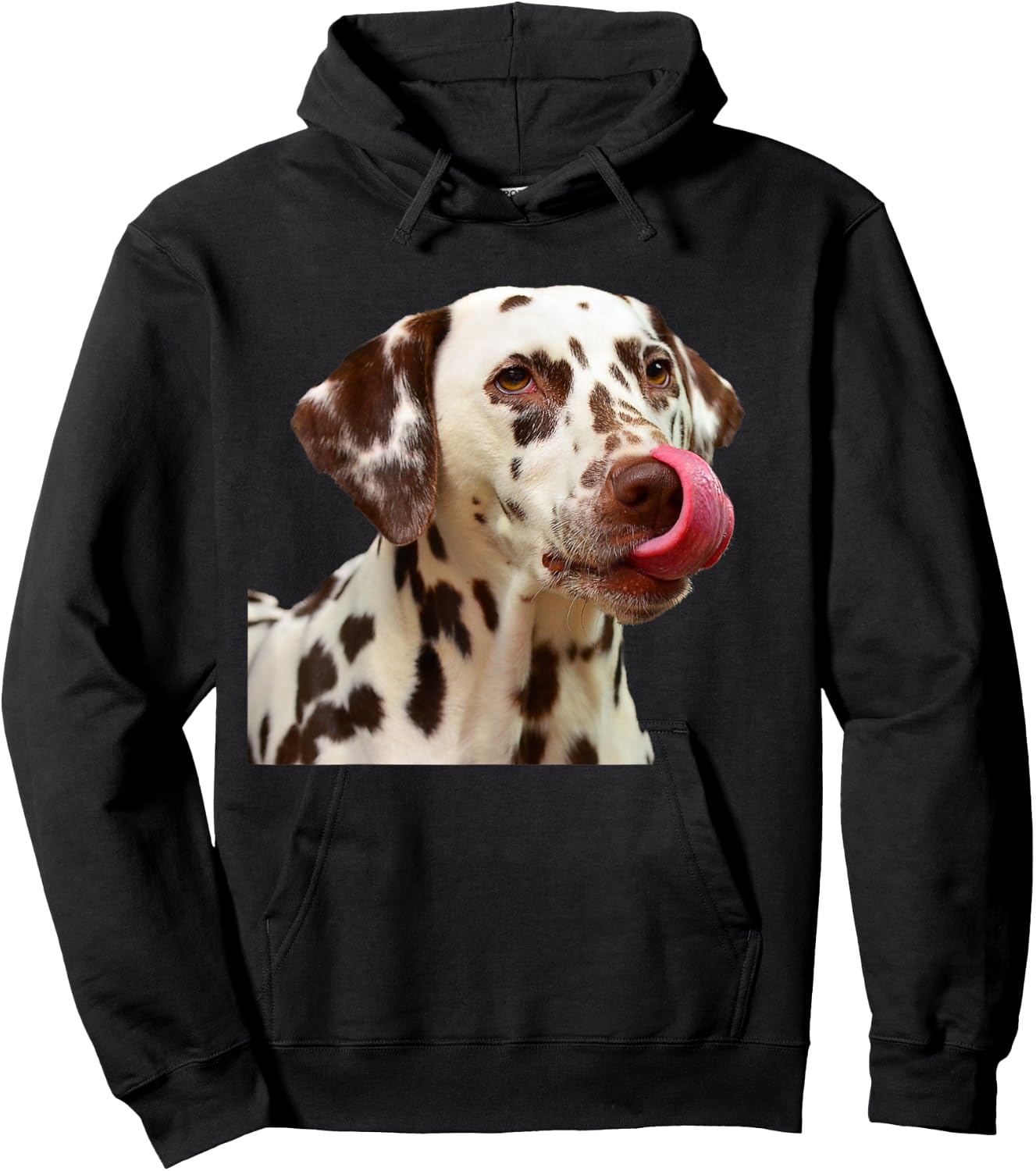 Dalmatian Tongue Licking Funny Cute Liver Color Spots Hoodie - Hoodie | Black