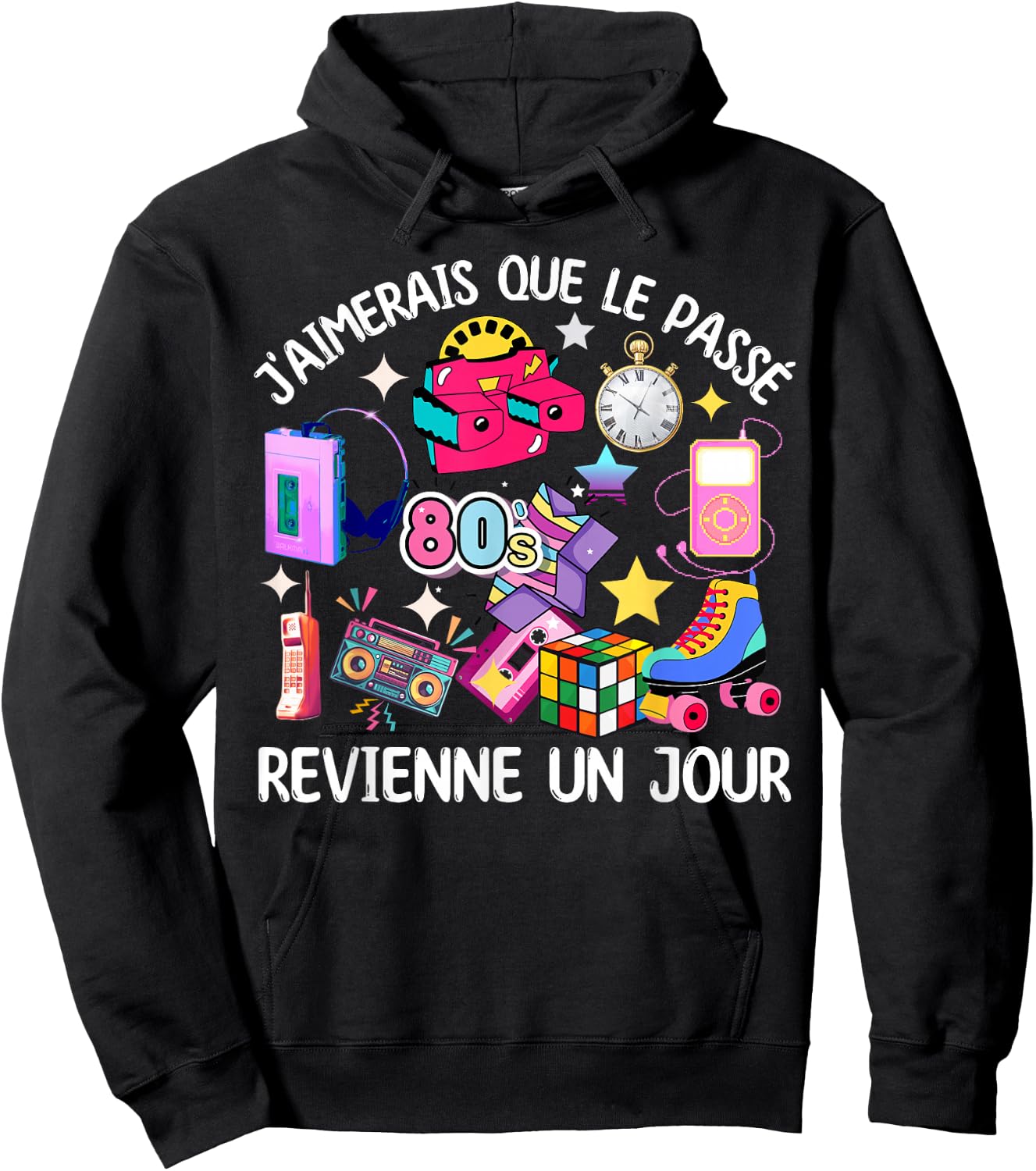 80s Man Woman Costume 80s 90s Music Cassette , Black, S Hoodie - Hoodie | Black