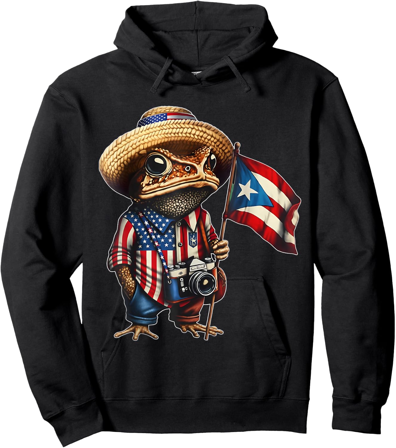 Puerto Rican Flag Boricua Taino Funny Puerto Rico Coqui Hoodie - Hoodie | Black