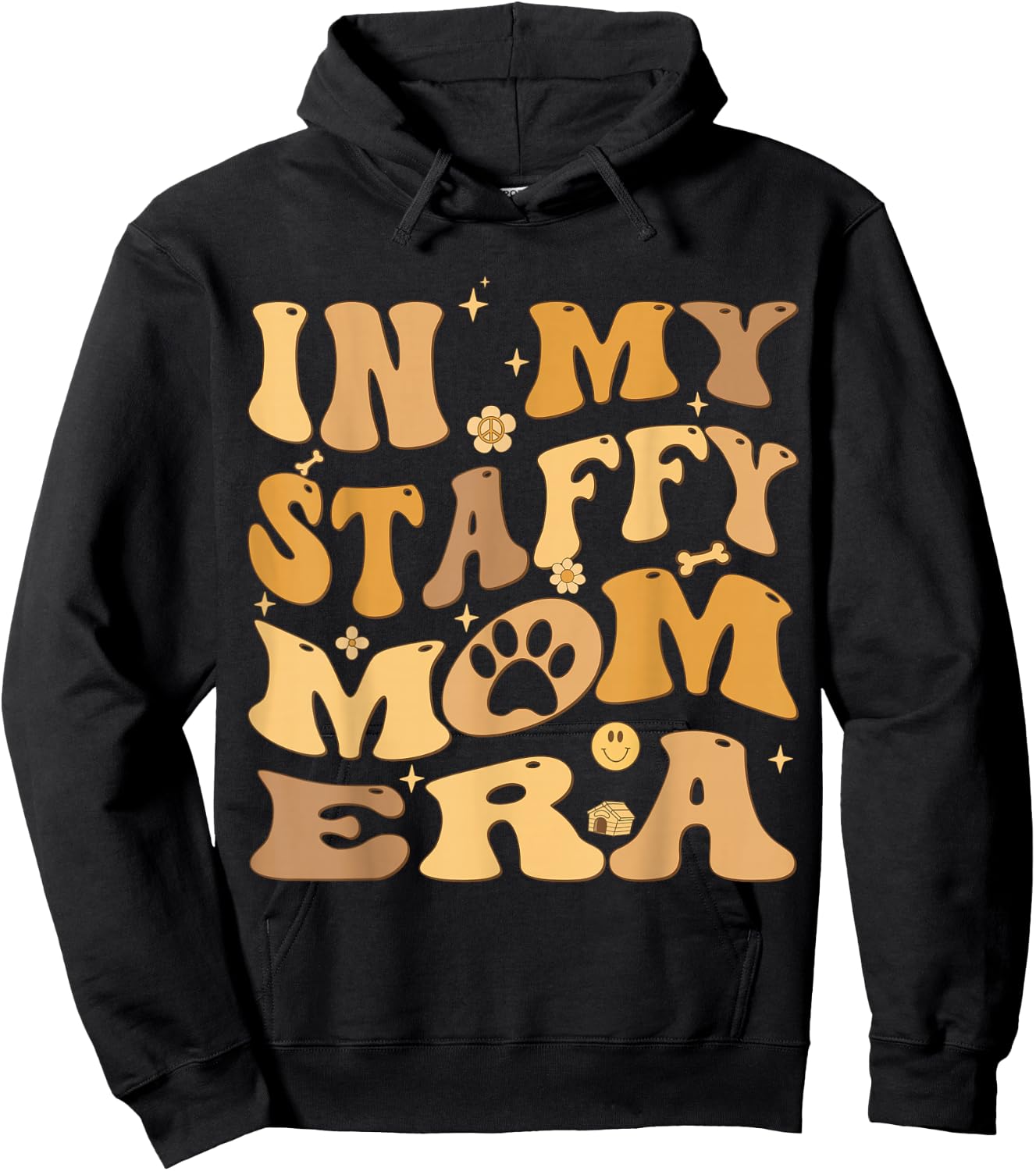 In My Staffy Mom Era Groovy Staffordshire Bull Terrier Dog Hoodie - Hoodie | Black