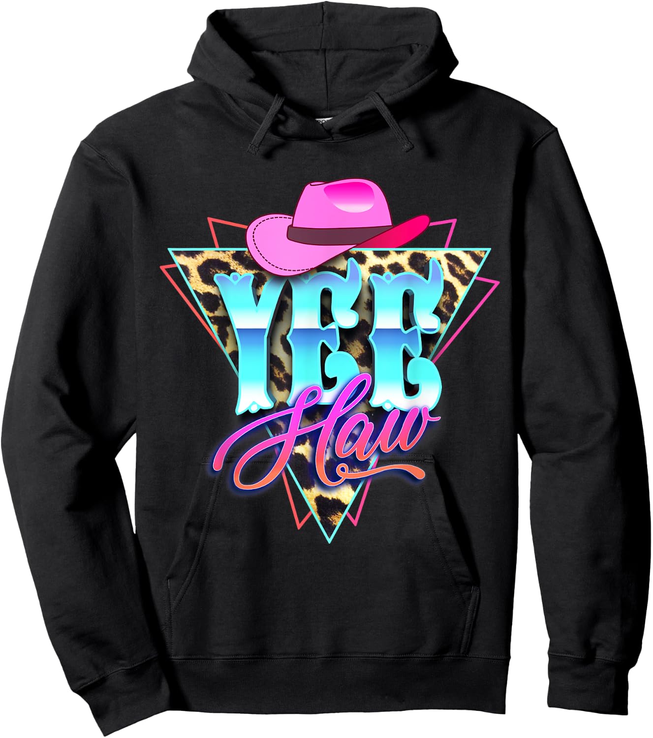 Yee Haw Howdy Rodeo Country Leopard Yeehaw Southern Cowgirl Hoodie - Hoodie | Black