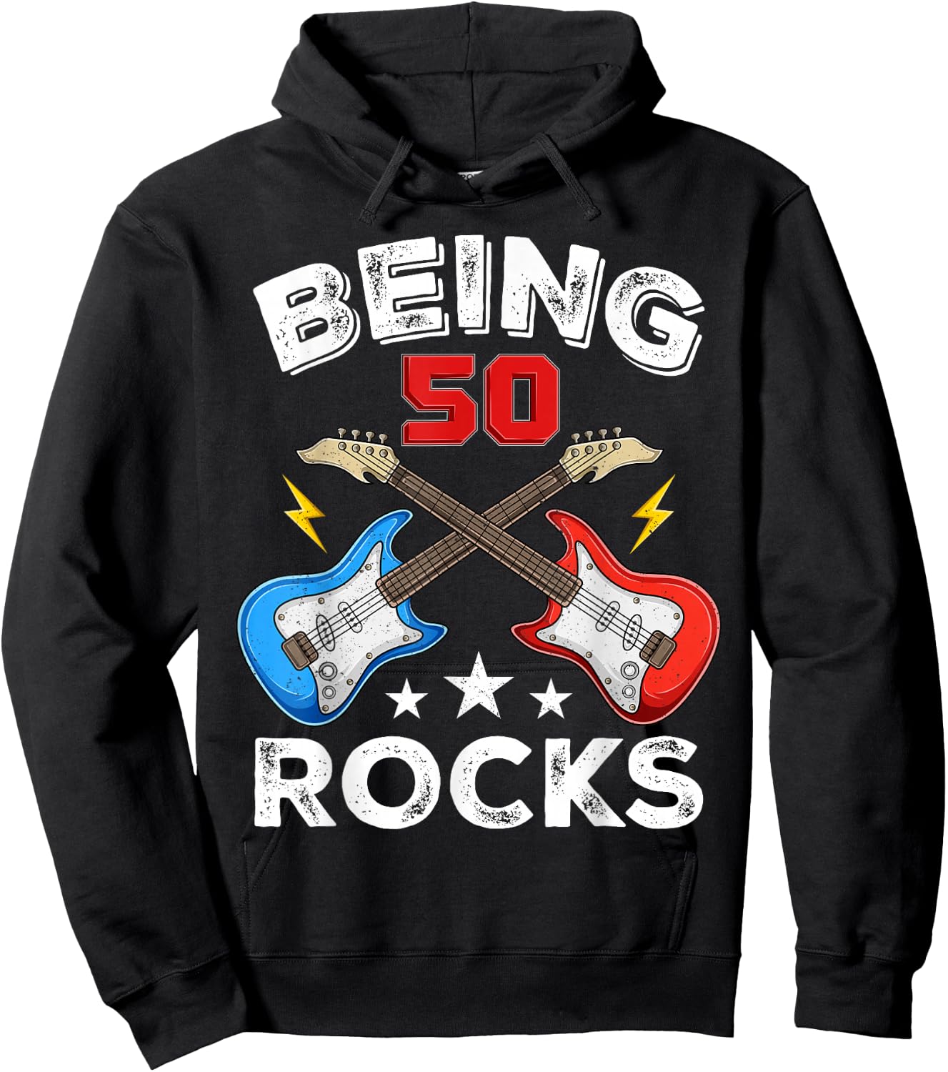 Being 50 Rocks Guitar Funny 50th Birthday Hoodie - Hoodie | Black