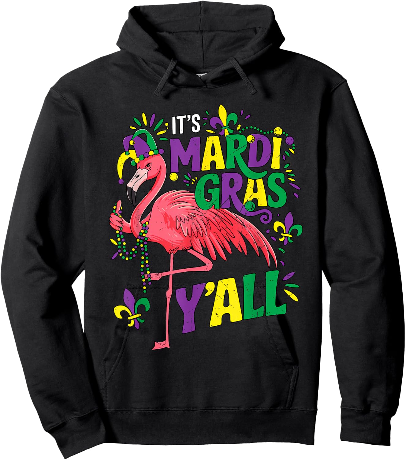 Funny Flamingo Mardi Gras Carnival Party Outfit Kids Hoodie - Hoodie | Black