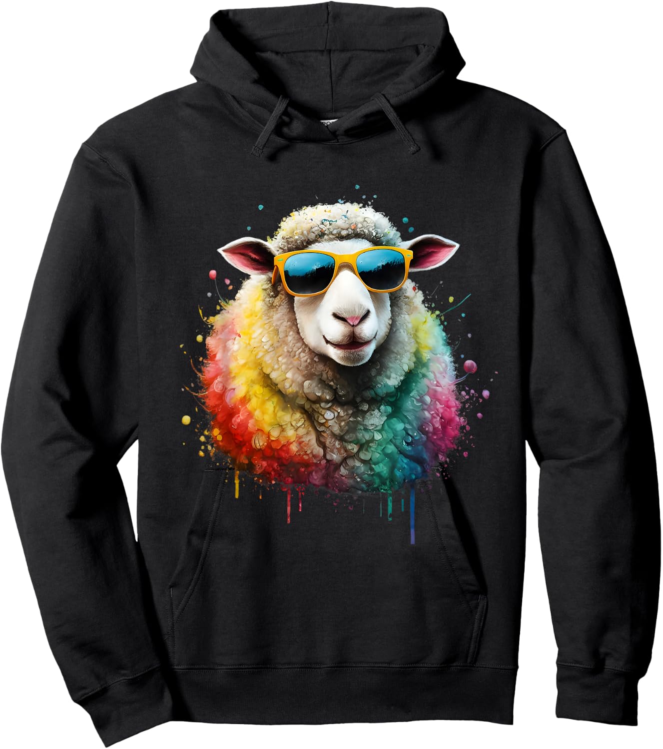 Sheep Men Woman Watercolor Colorful Sheep , Black, S Hoodie - Hoodie | Black