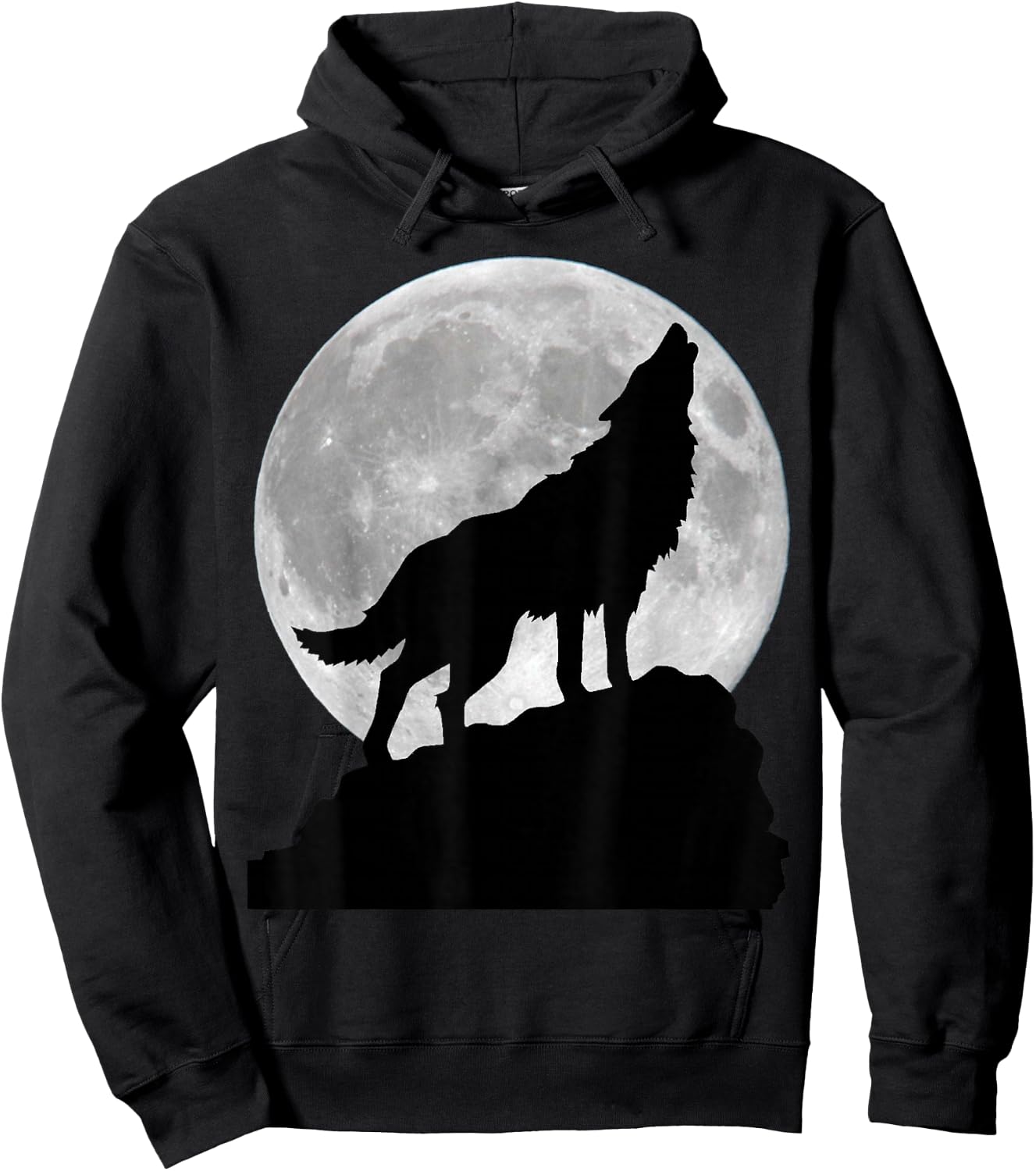 Wolf in moon light - Cool full dog pup howling Hoodie - Hoodie | Black