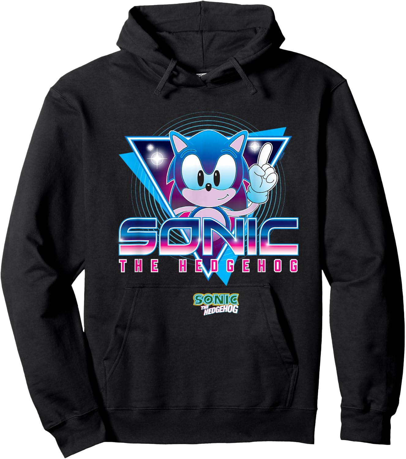 Sonic The Hedgehog Sonic Retro Neon Logo Hoodie - Hoodie | Black
