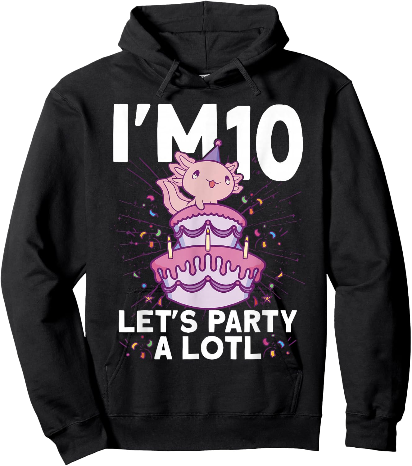 I'm 10 bday Axolotl party cute 10th Birthday Kids Axolotl Hoodie - Hoodie | Black