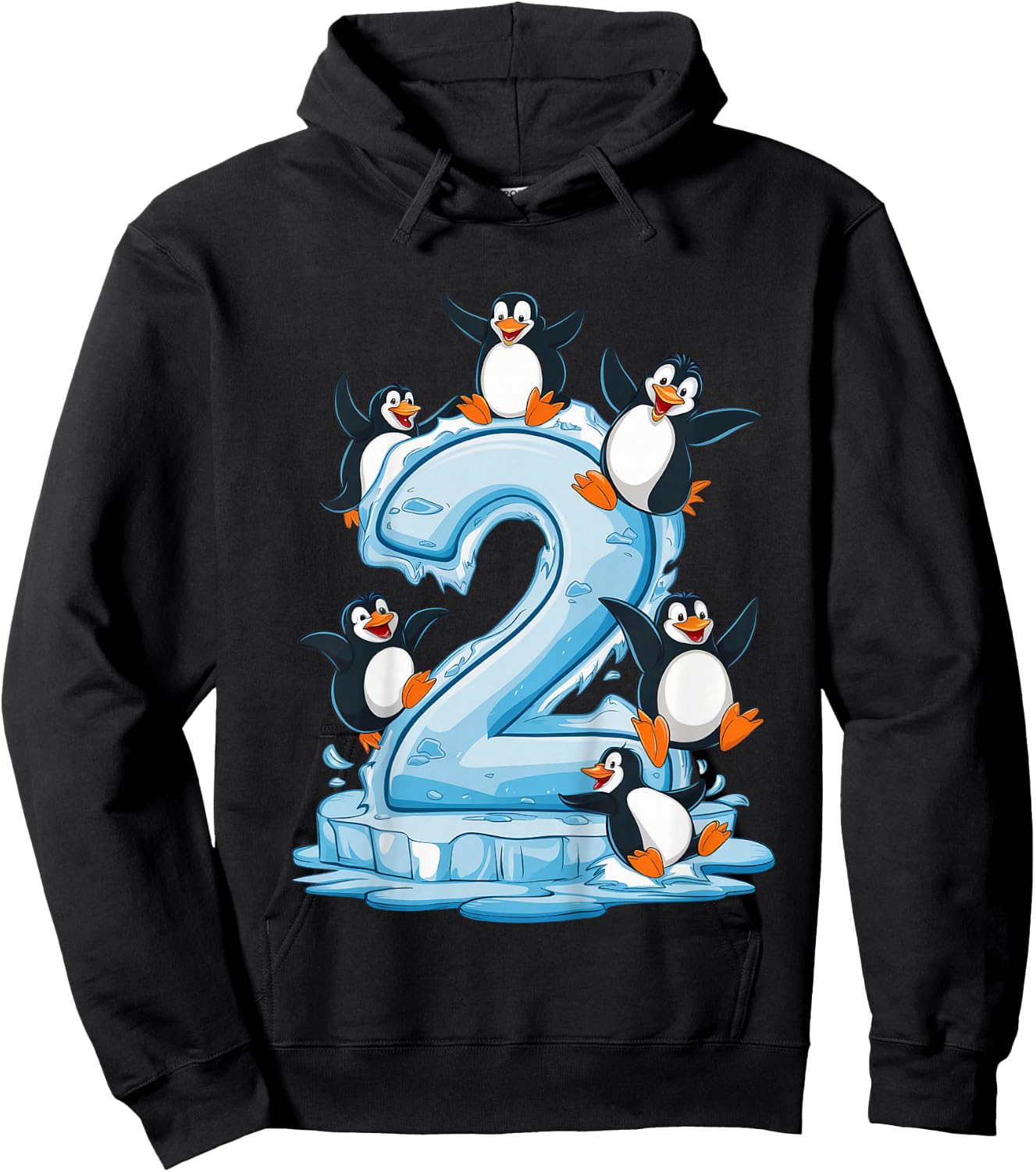 Kids Penguins 2nd Birthday Boys Girls 2 Years Penguin , black Hoodie - Hoodie | Black