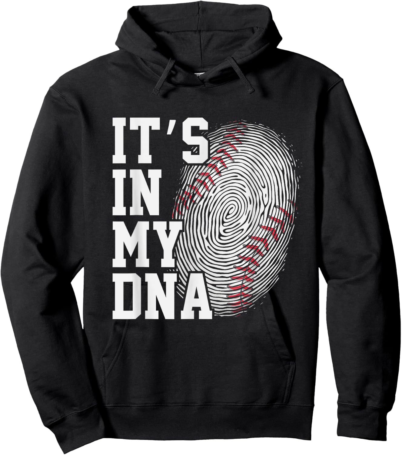 Baseball It's In My DNA Men Women Kids Fingerprint Vintage Hoodie - Hoodie | Black