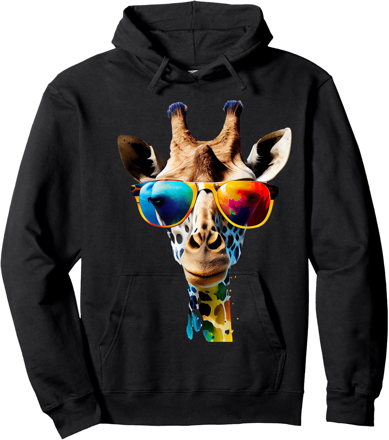 Giraffe with Sunglasses Hoodie - Hoodie | Black