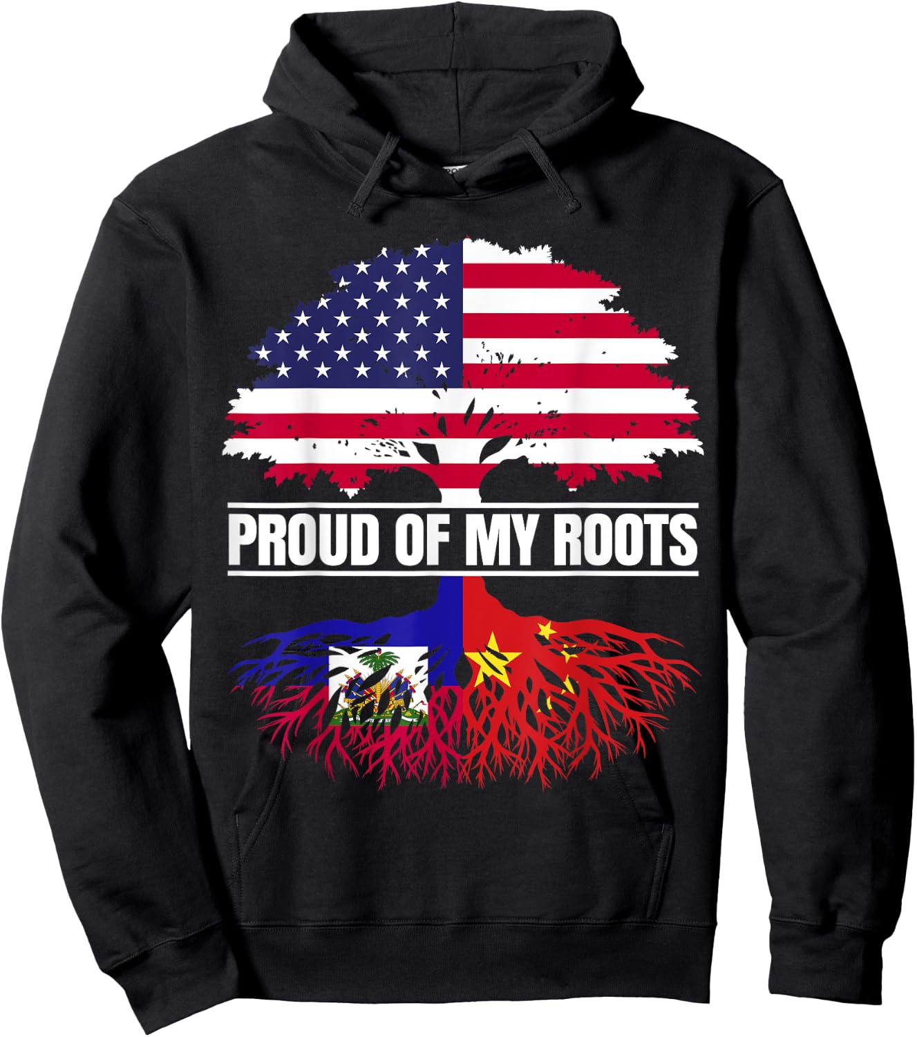 Haiti China Mix Heritage Proud of my Roots Haitian Chinese Hoodie - Hoodie | Black