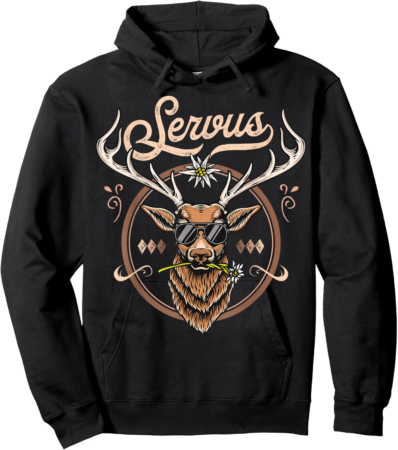Passend für Oktoberfest Herren Trachtenshirt Servus Trachten Hoodie - Hoodie | Black