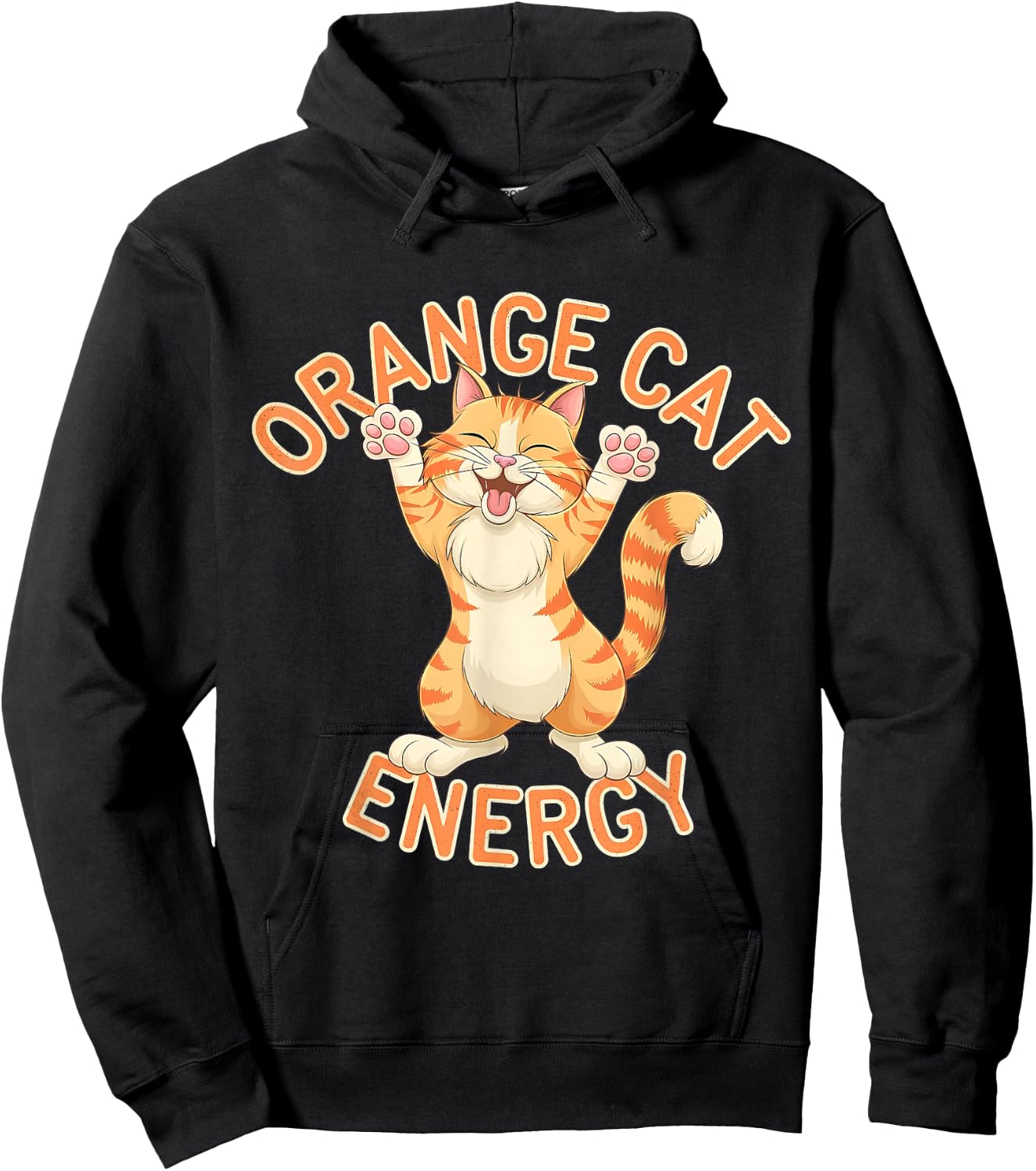 Cat Funny Cute Orange Cat Energy Lover Hoodie - Hoodie | Black
