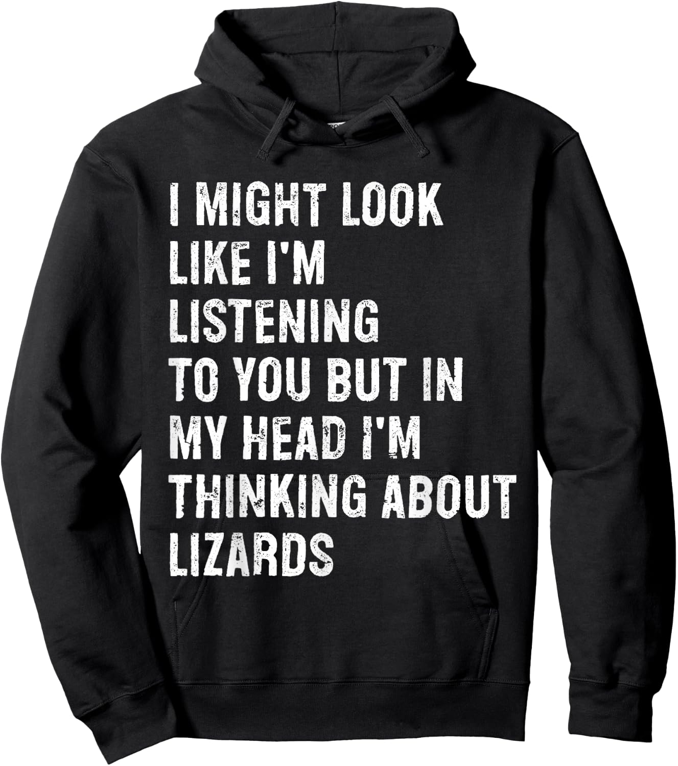 I Might Look Like I'm Listening Funny Lizard Hoodie - Hoodie | Black