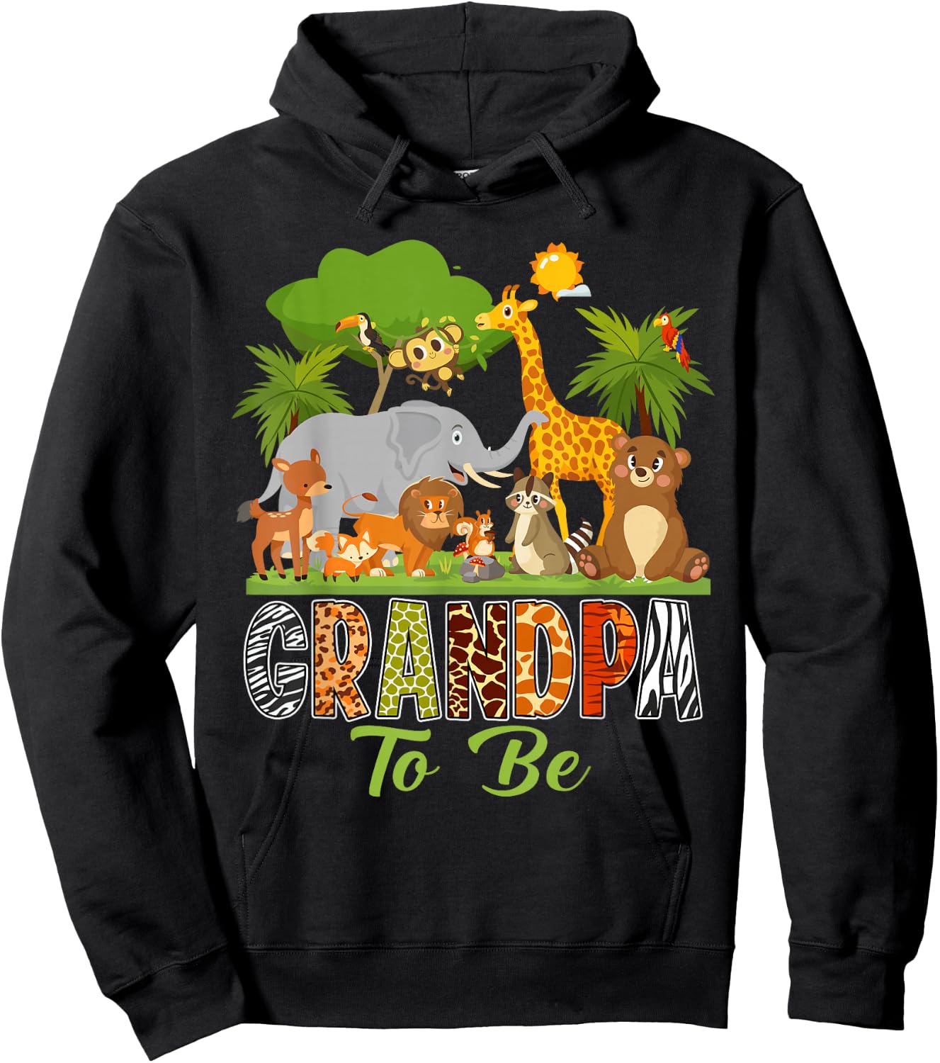 Soon To Be Grandpa Jungle Animal Safari Baby Announcement Hoodie - Hoodie | Black