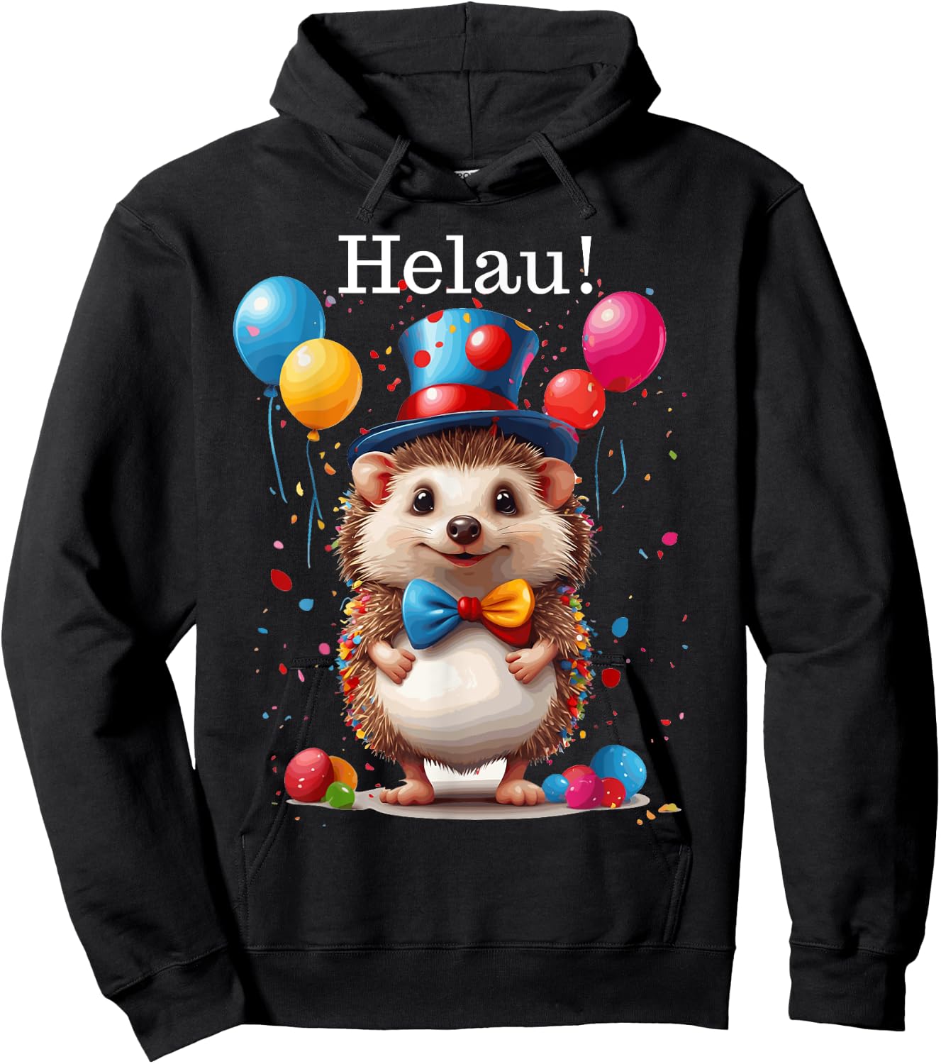 Carnival Costume Helau Hedgehog with Hat Costume and Balloons , black Hoodie - Hoodie | Black