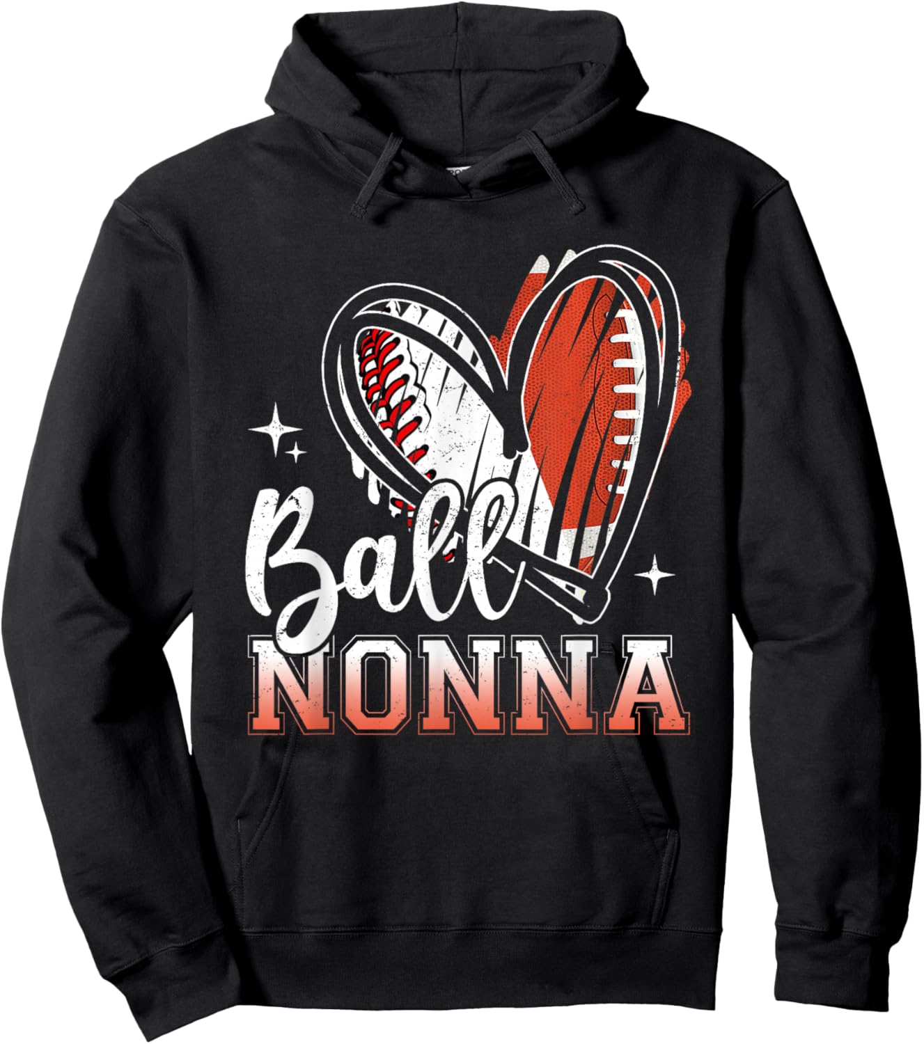 Ball Nonna Baseball Football Grandma Mothers Day Hoodie - Hoodie | Black