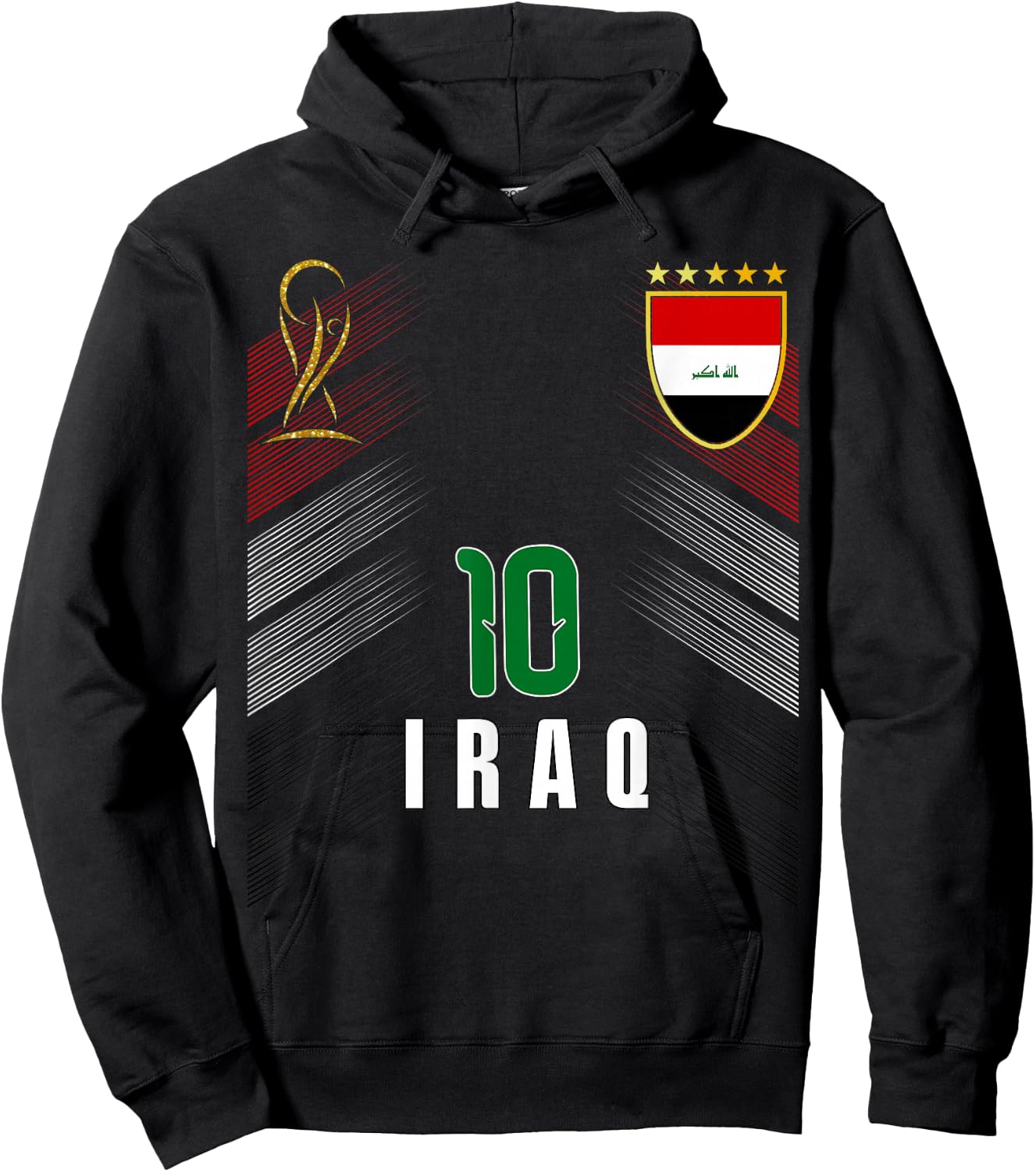 Vintage Iraq Flag Iraqi Pride Lovers Retro Hoodie - Hoodie | Black