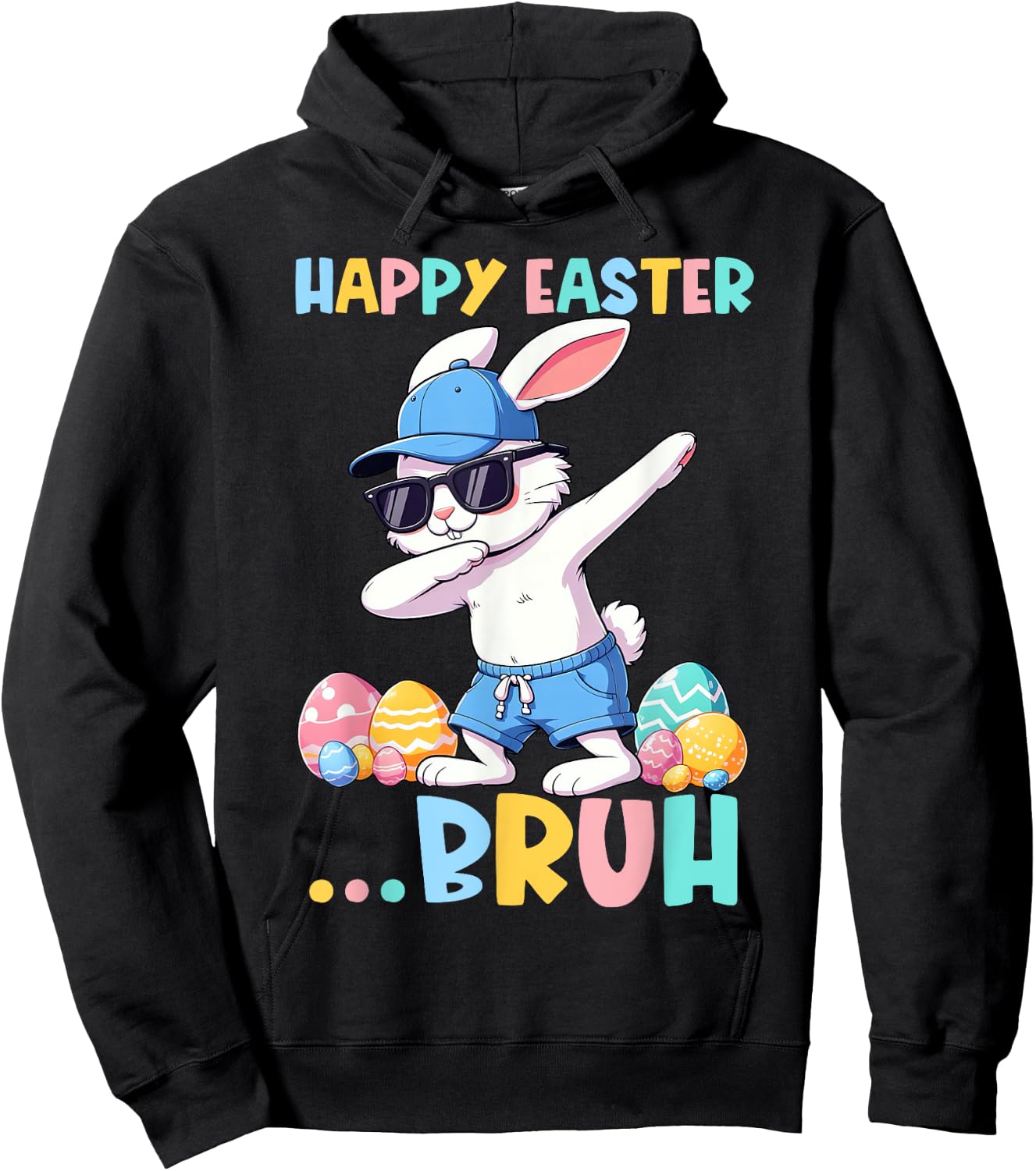 Bruh Meme Easter Day Dabbing Bunny Easter Bruh Boys Kids Hoodie - Hoodie | Black