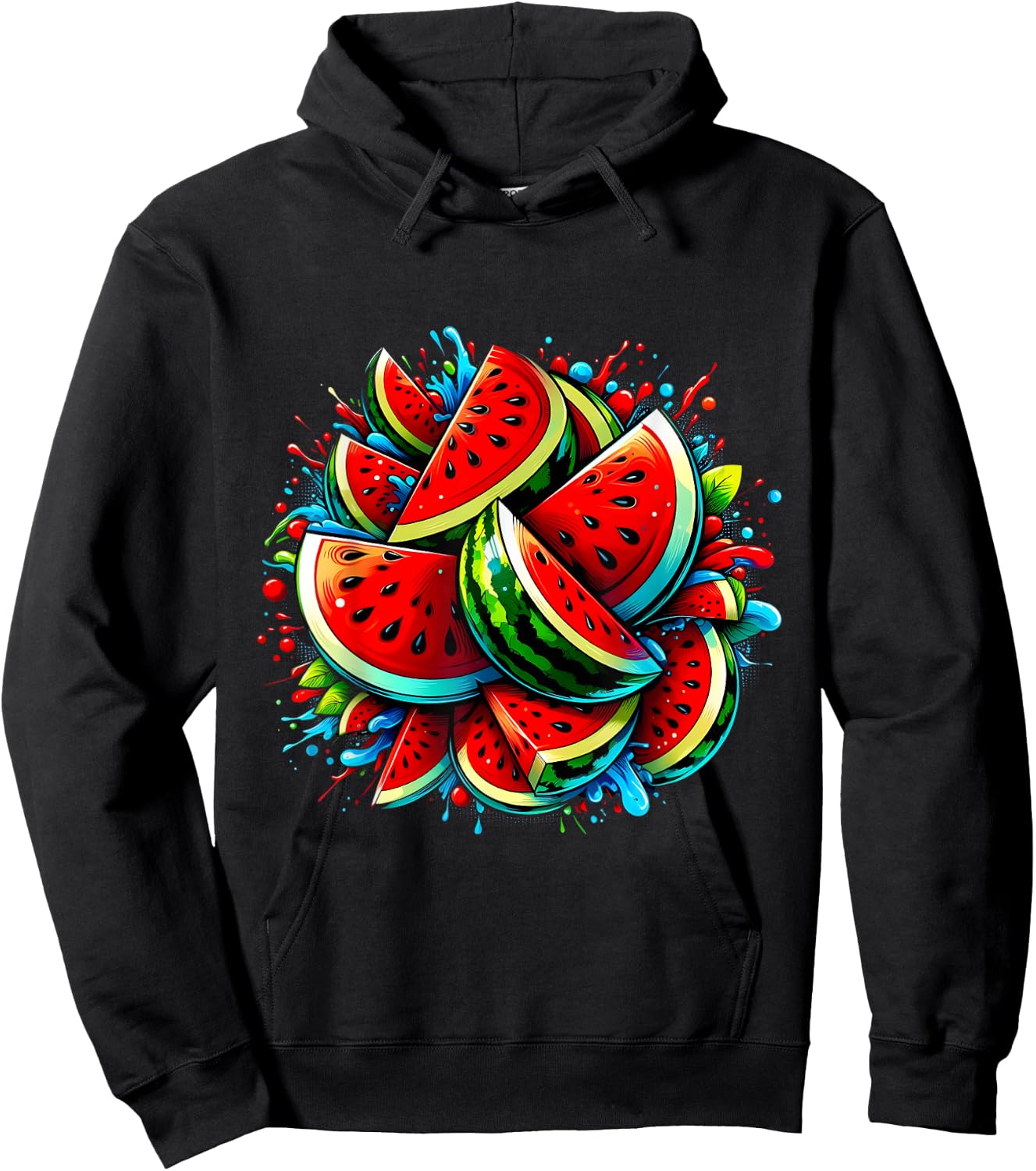 Colorful Watermelon Shirt Tropical Fruit Lovers , Black, S Hoodie - Hoodie | Black