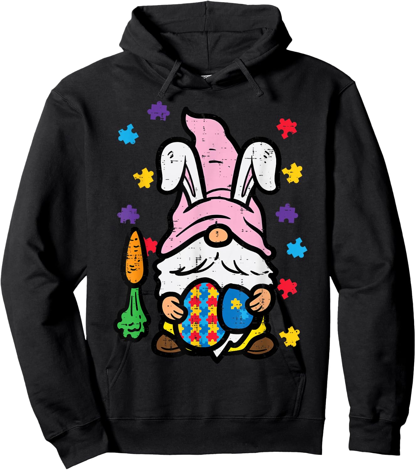 Easter Gnome Bunny Autism Awareness Spring Men Women Kids Hoodie - Hoodie | Black