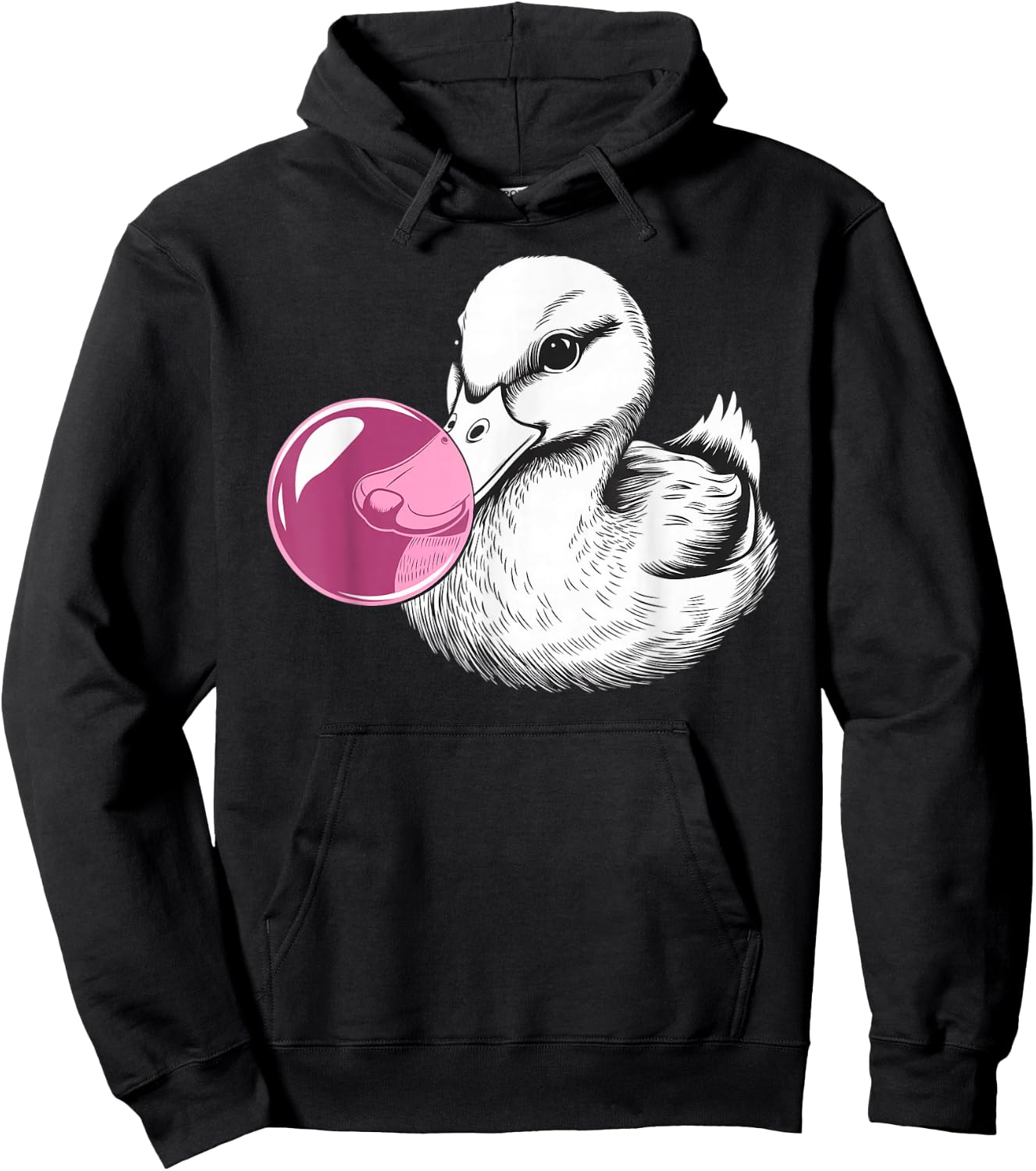 Cute Duck on pink bubble gum Duck Hoodie - Hoodie | Black