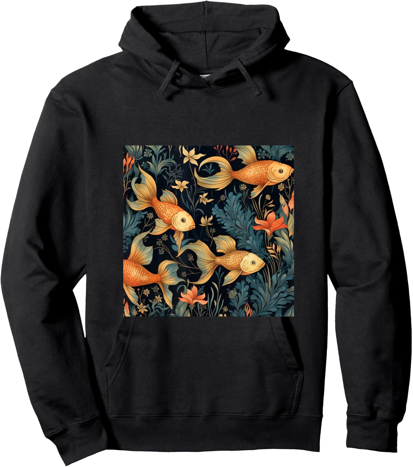 Goldfish Pattern Hoodie - Hoodie | Black