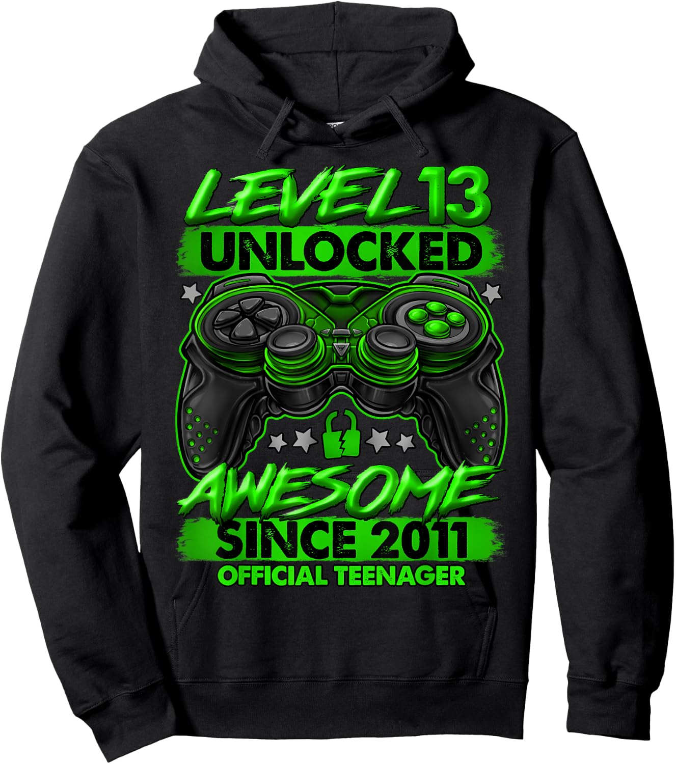 Official Teenager Level 13 Unlocked 13th Birthday Gaming Hoodie - Hoodie | Black