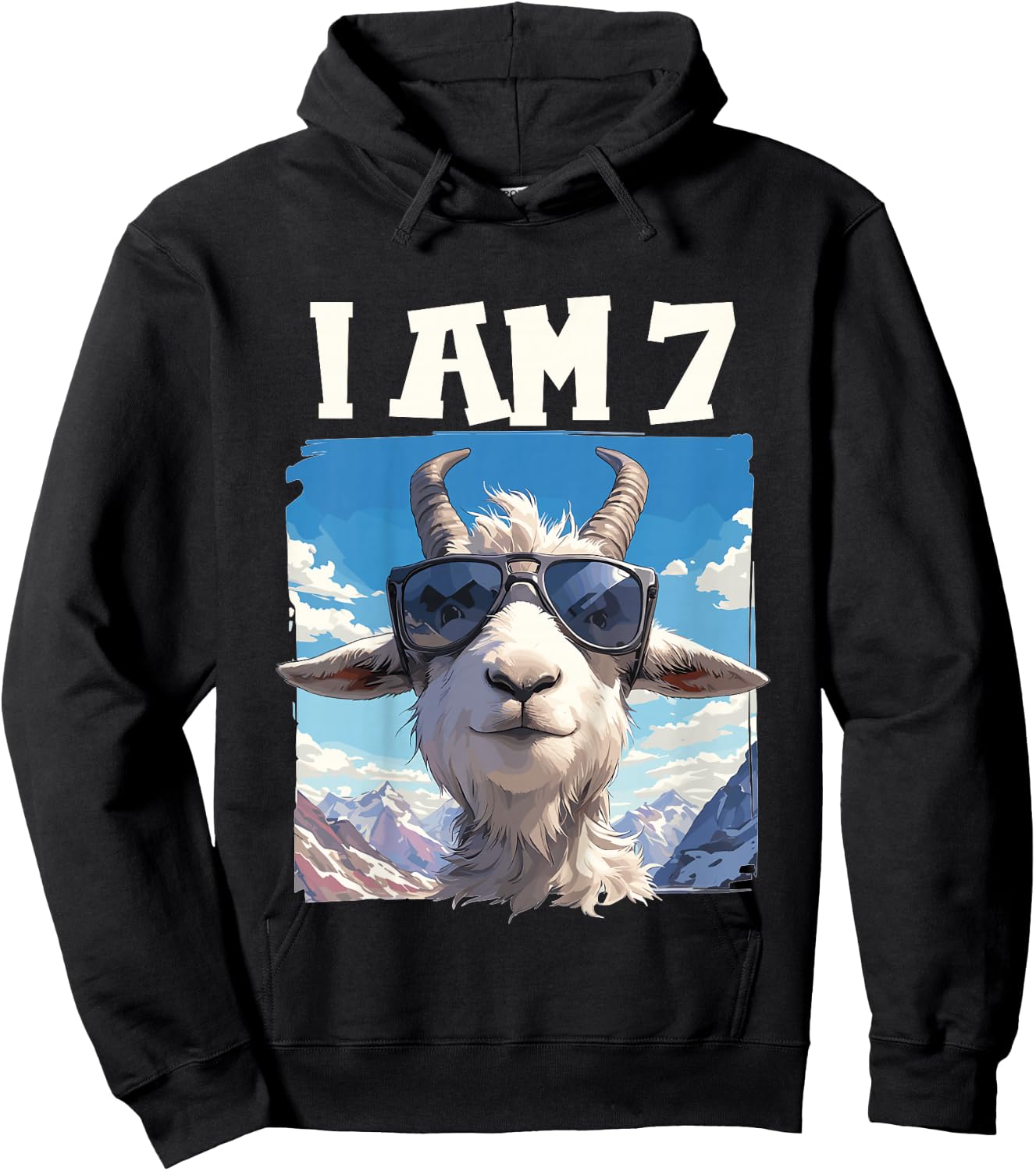 7 Years old 7 birthday Goats Boy Girl Goat Hoodie - Hoodie | Black