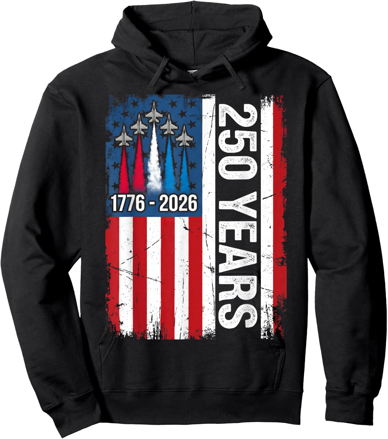 250 Anniversary USA Flag Fighter Jets 4th of July 250 Years Hoodie - Hoodie | Black