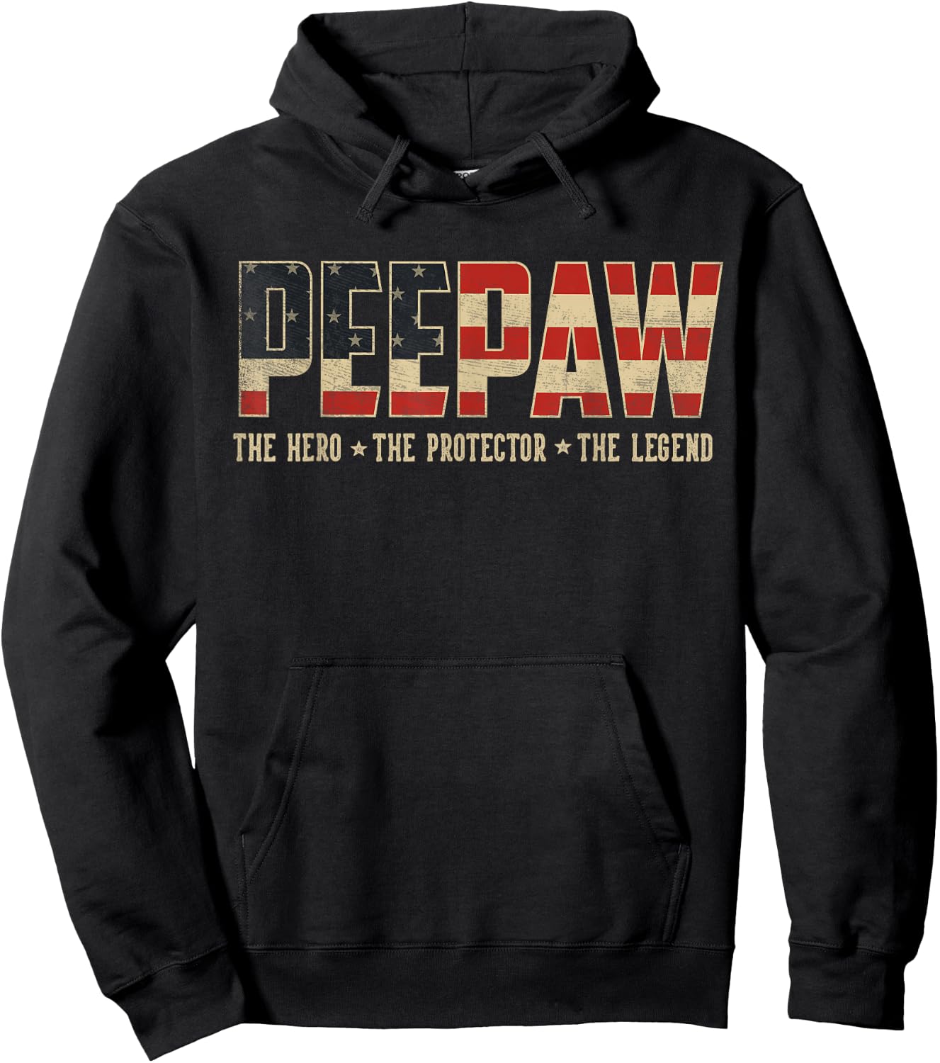 Peepaw Protector Hero Legend USA Flag Peepaw Father's Day Hoodie - Hoodie | Black