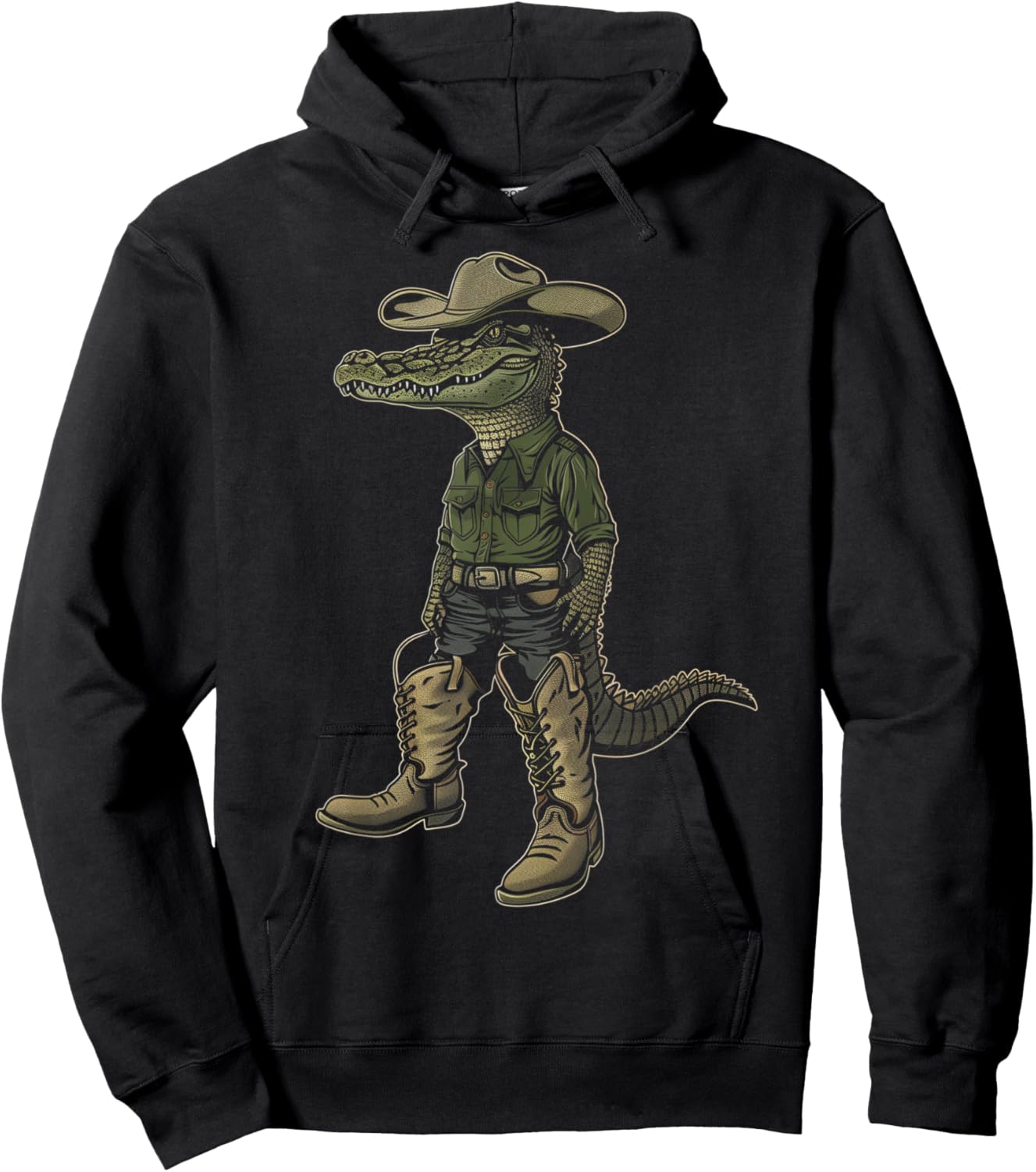 Alligator Cowboy Hat Gator Crocodile Reptile Lover Funny Hoodie - Hoodie | Black
