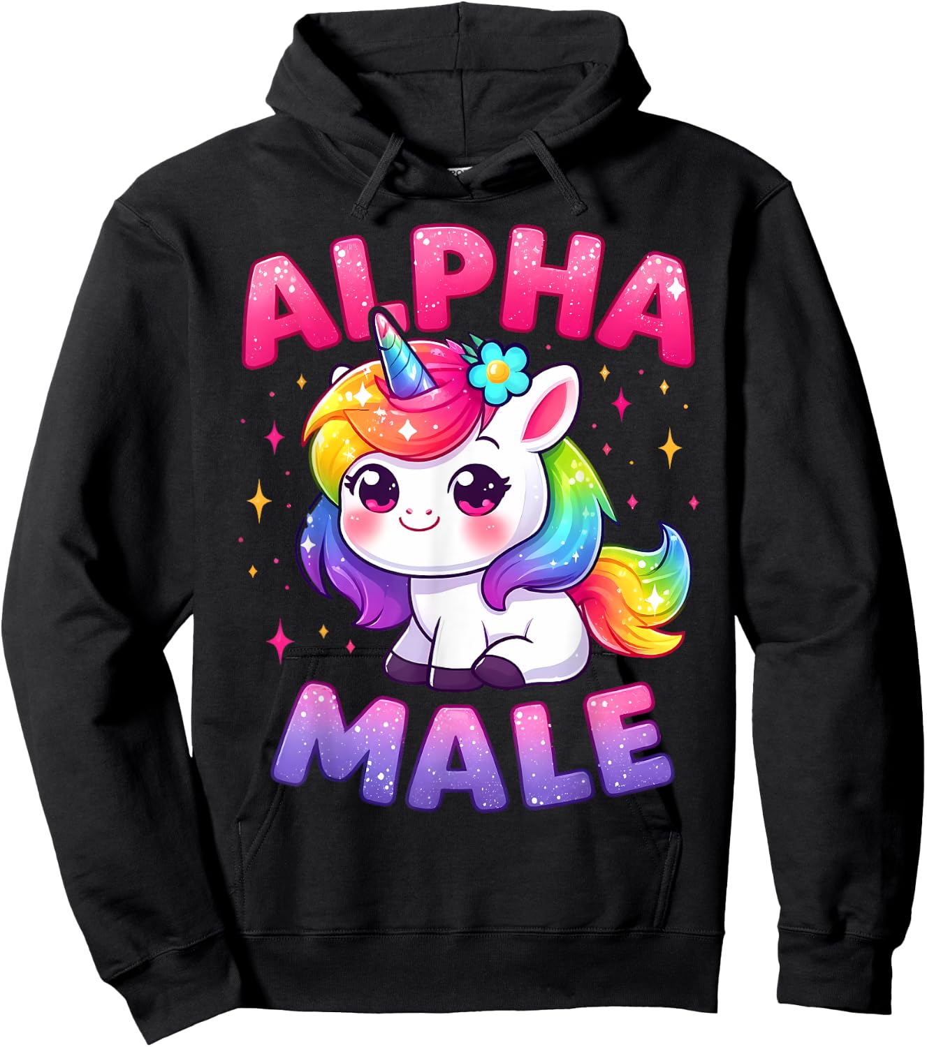 Funny Ironic Alpha Unicorn Sarcastic Girly Sparkle Rainbow Hoodie - Hoodie | Black