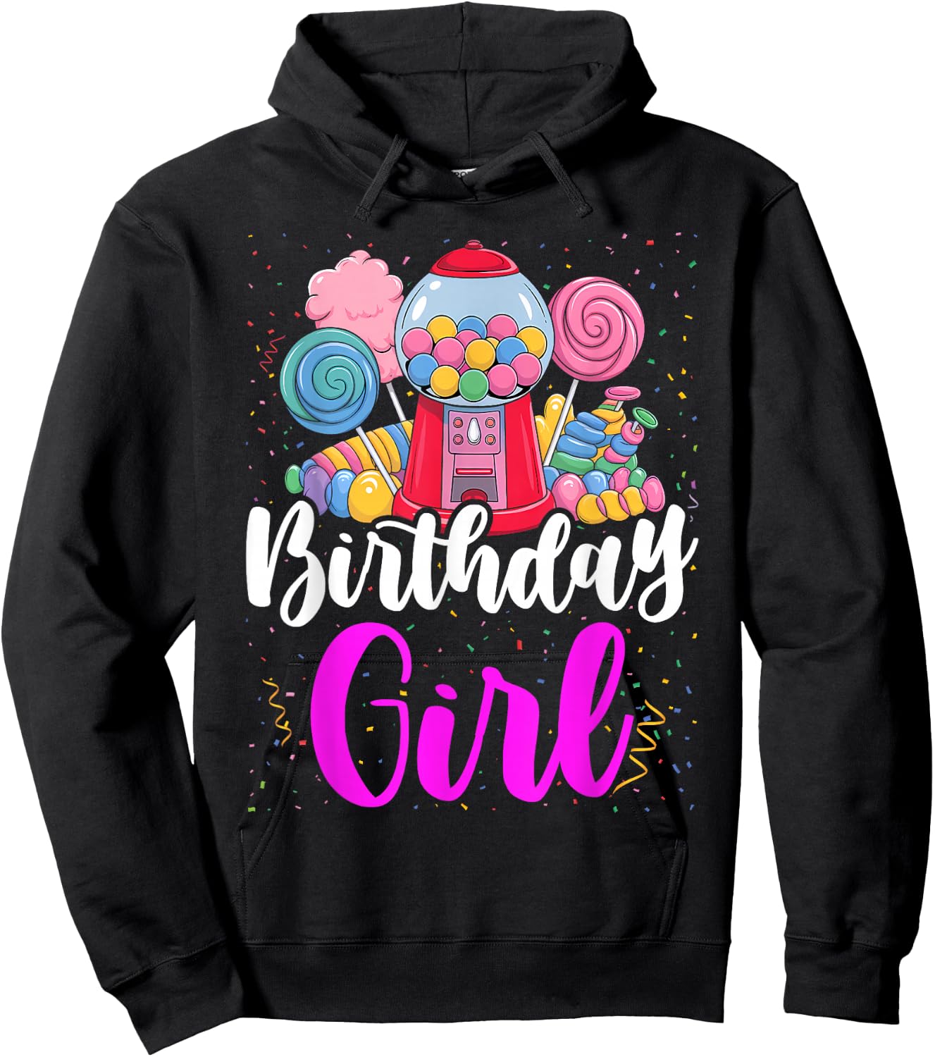 Candy Machine Birthday Girl Sweet Candyland Matching Family Hoodie - Hoodie | Black