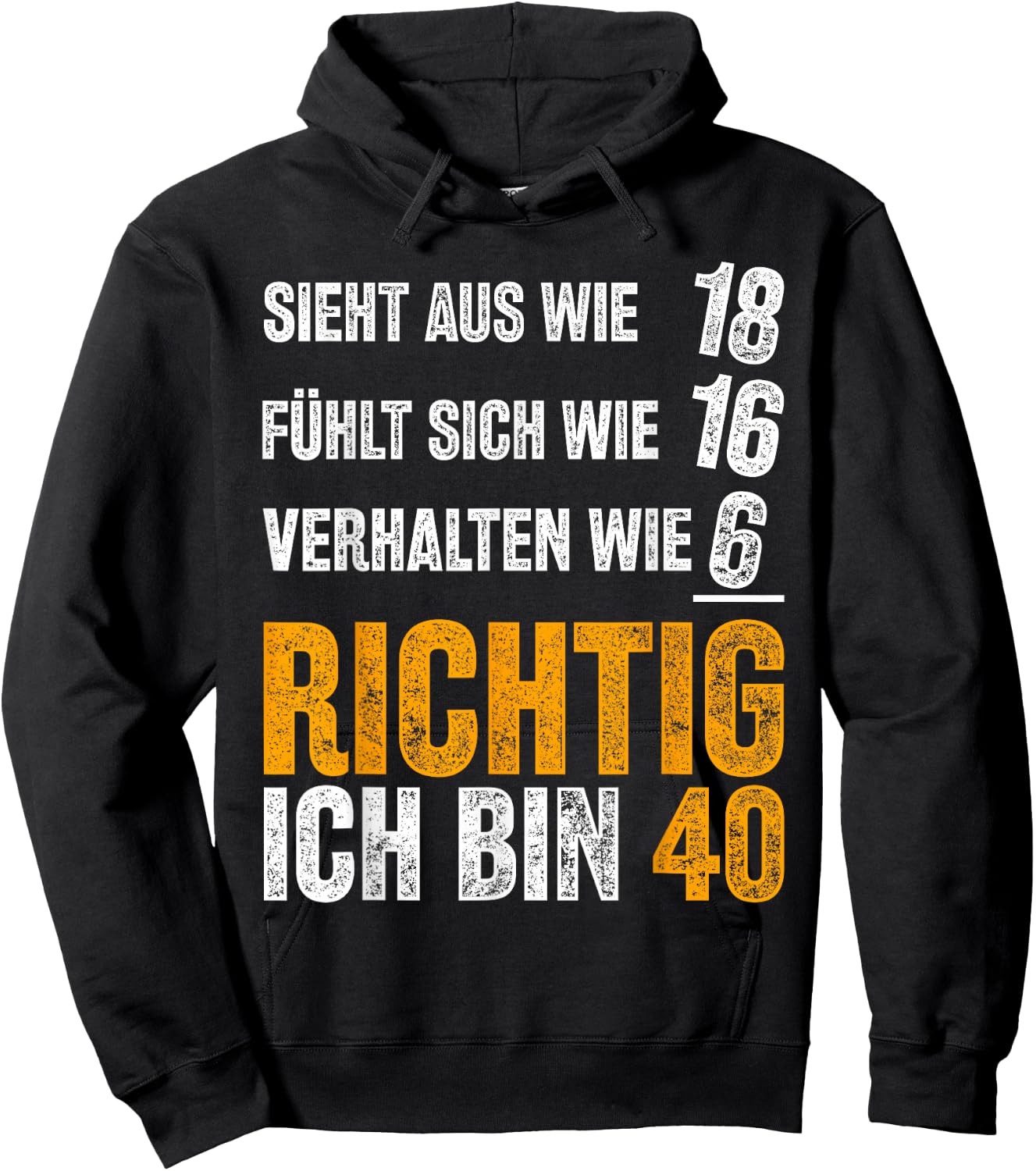 Vintage 40 Man Funny Gift 40th Birthday , black Hoodie - Hoodie | Black