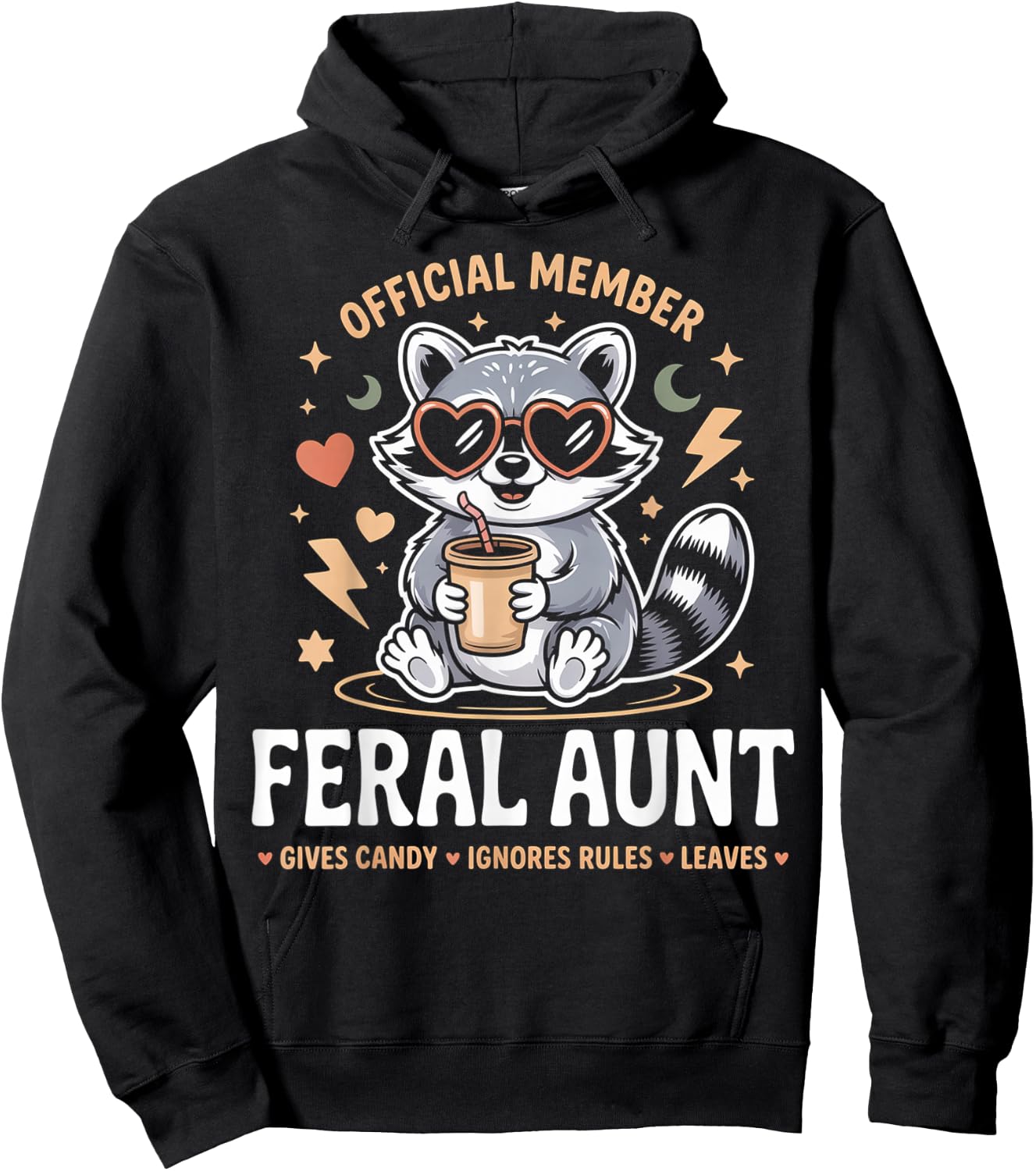 Raccoon Gives Candy Official Member Feral Aunt Hoodie - Hoodie | Black