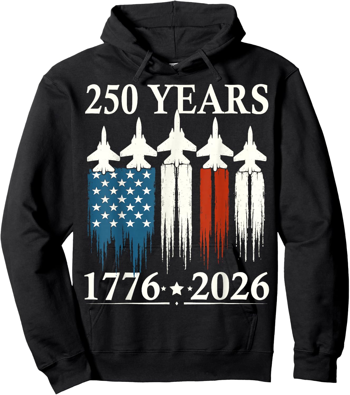 American Flag Fighter Jets 250th Anniversary USA 4th July Hoodie - Hoodie | Black