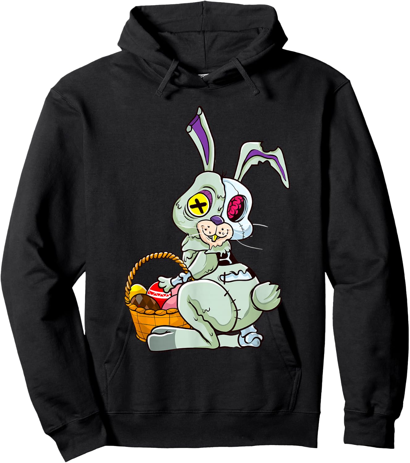 Zombie Easter Bunny Pastel Goth Easter Egg Women Teen Girls Hoodie - Hoodie | Black