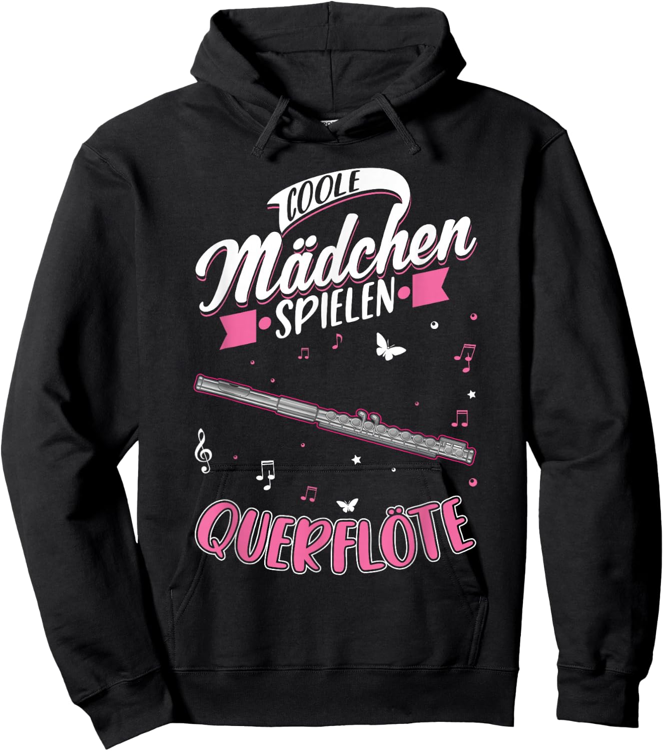 Coole Mädchen spielen Querflöte Hoodie - Hoodie | Black