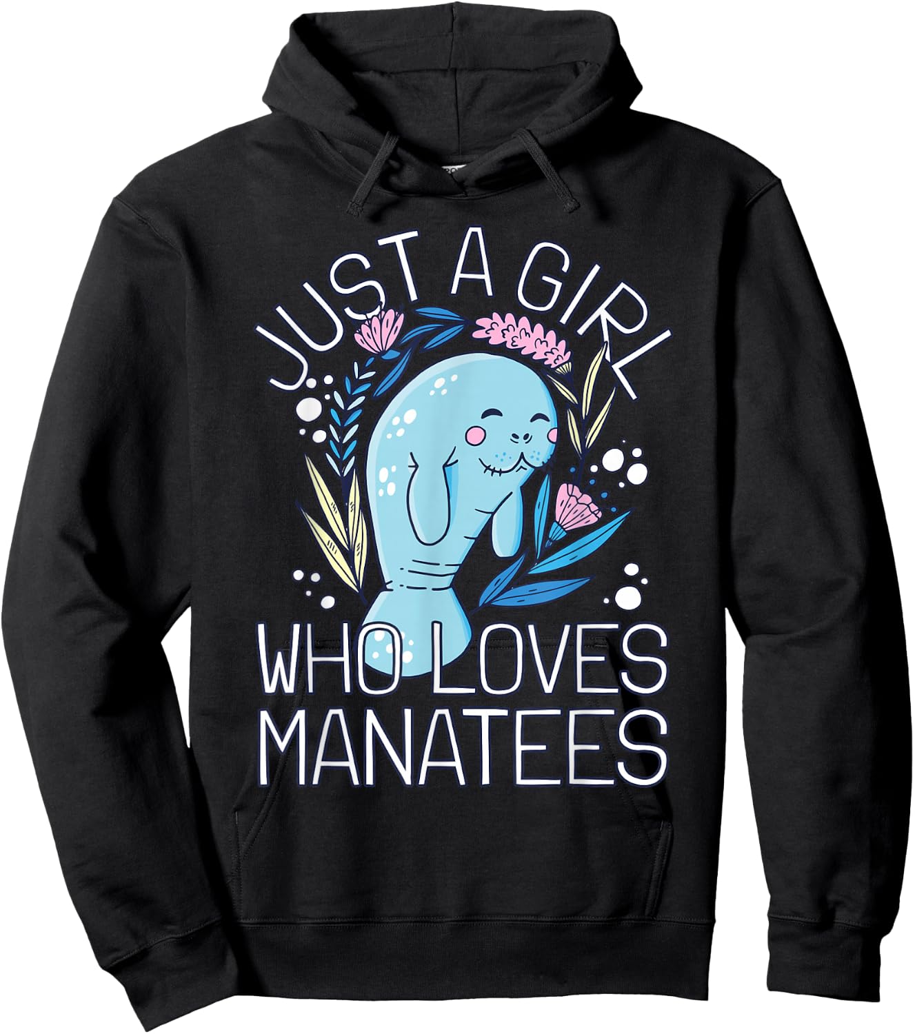 Girl Manatee I Woman Loves Manatee I Cute Manatee Hoodie - Hoodie | Black